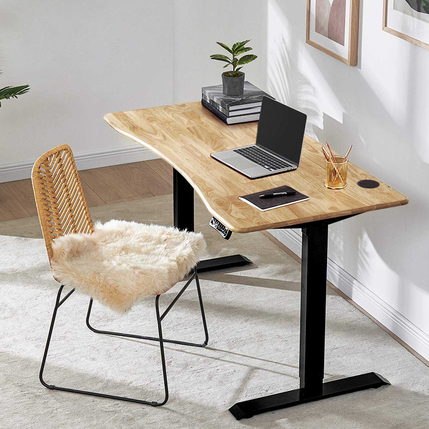 Premium Solid Wood Electric Height Adjustable Standing Desk - 47