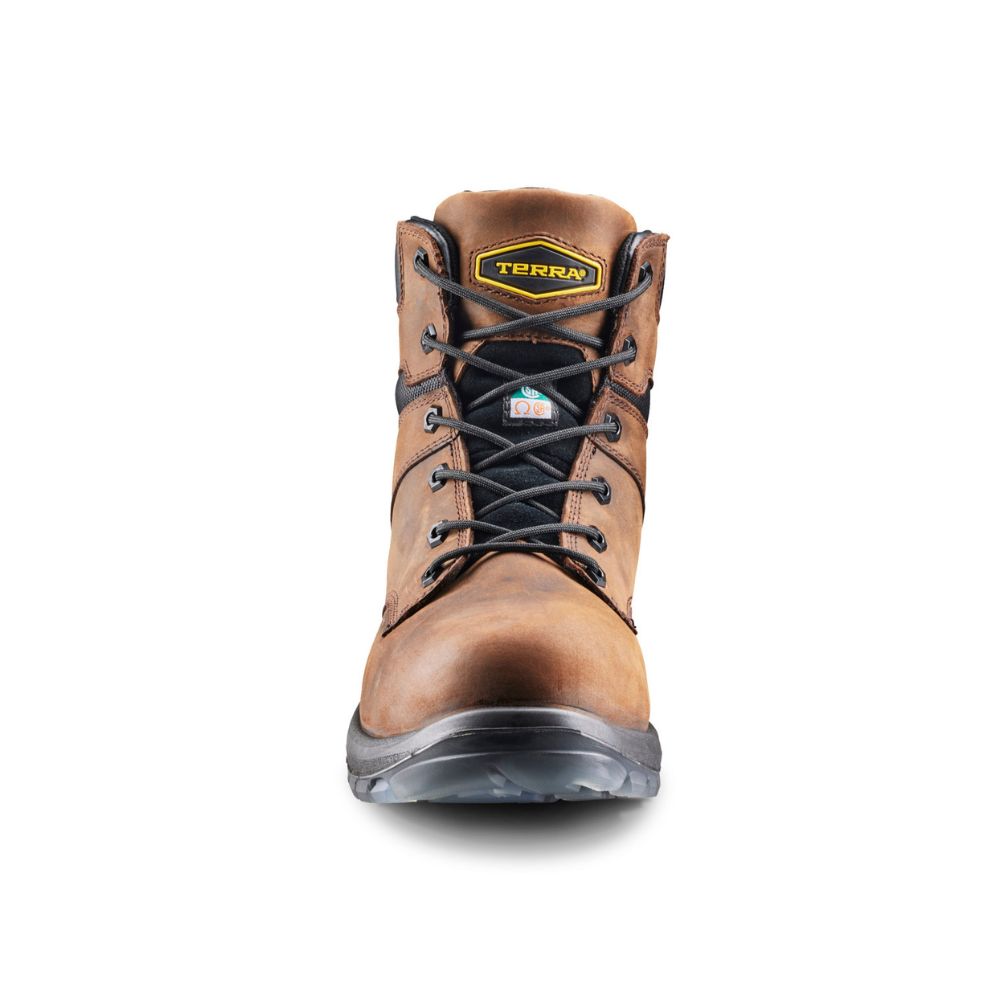 Terra Byrne Unisex 6-Inch Waterproof Composite Toe Work Boots TR0A839BDBX - Brown Safety Shoes for Construction, Warehouse & Outdoor Work