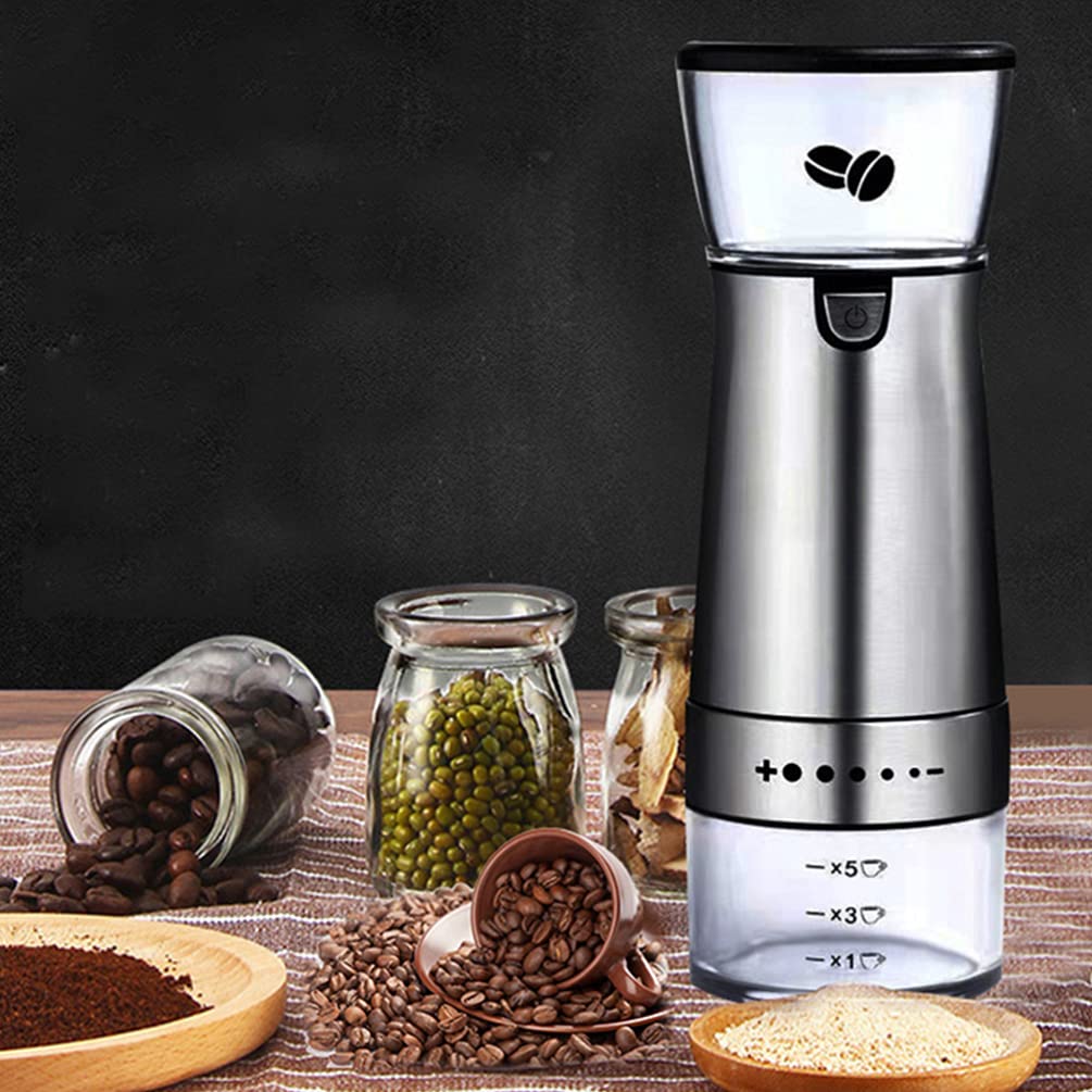 Premium Veemoon Electric Coffee Grinder - Conical Burr Mill for Fresh Ground Beans, Quiet & Fast, Perfect for Home, Kitchen, Office & Travel - Essential Coffee Machine Accessory for Espresso, French Press & Drip Coffee Makers