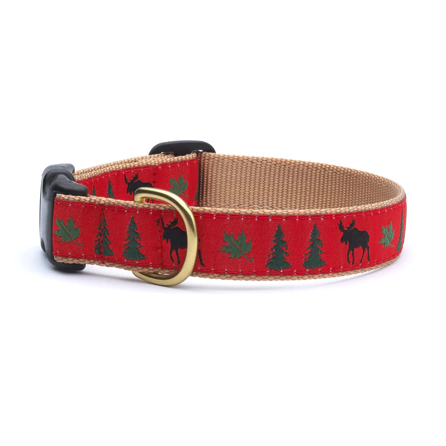 Durable and Stylish Moose Dog Collar - Adjustable Nylon Pet Collar with Metal Buckle for Small, Medium, Large Dogs - Perfect for Outdoor Adventures, Walks, and Training