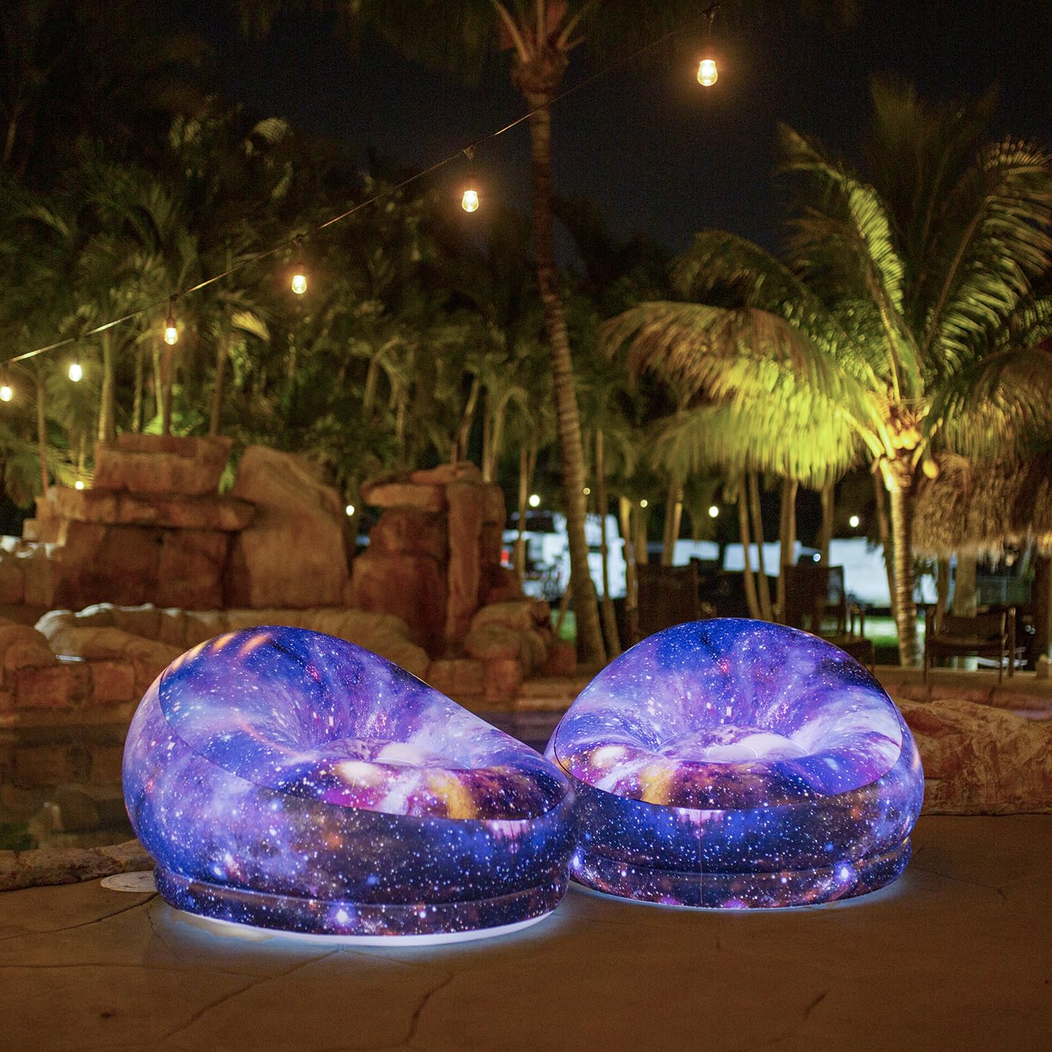 Inflatable LED Light Up Chair - Air Candy Galaxy Hubble Telescope Illuminated Gaming Chair for Adults & Teens - Perfect for Bedroom Decor, Gaming Setup, Outdoor Parties & Relaxation