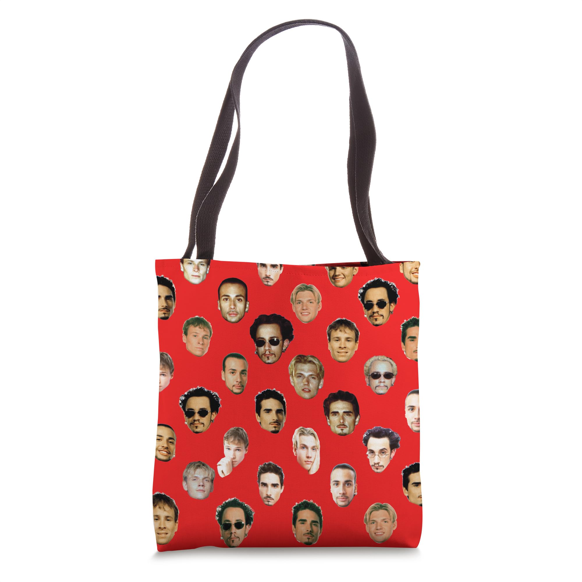 Backstreet Boys Merchandise - Official Repeated Faces Red Tote Bag for Fans | Concert Accessories & Gift for Music Lovers