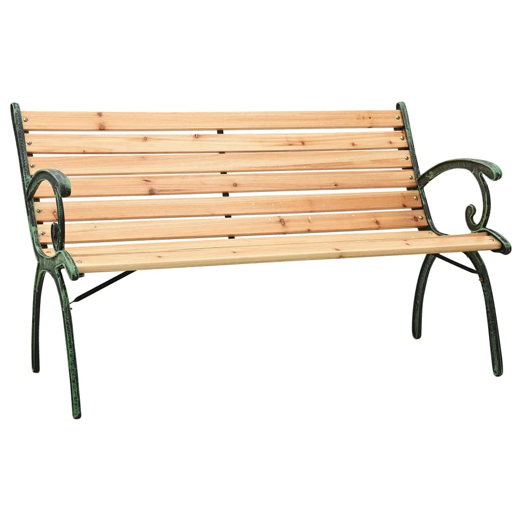 Esenlong Vintage Cast Iron Garden Lounge Chair - 48.4 Inch Antique Style Outdoor Bench with Double Cross Pattern, Durable Solid Firwood Seat - Perfect for Patios, Poolside, Parks & Garden Relaxation