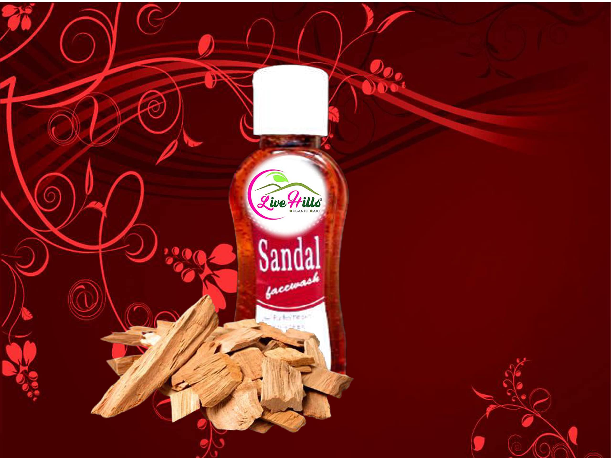 Live Hills Natural Pure Sandalwood Face Wash Gel 100ml - Gentle Cleansing for Acne-Prone & Sensitive Skin - Daily Skincare Routine