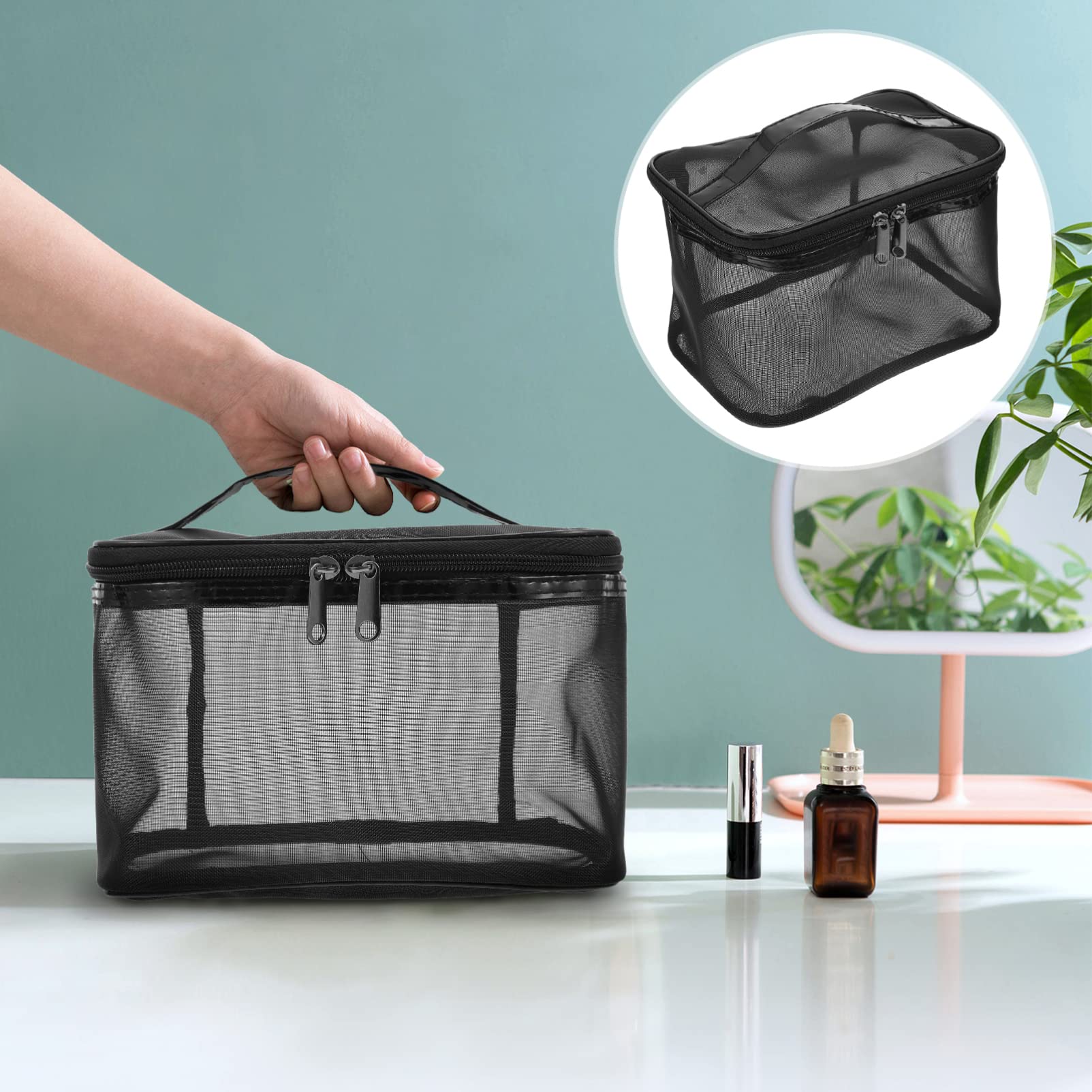 GALPADA 2-Pack Mesh Cosmetic Bags for Travel - Waterproof Makeup Pouch & Toiletry Organizer | Portable Storage for Cosmetics, Toiletries, Jewelry | Perfect for Vacation, Gym, Daily Use