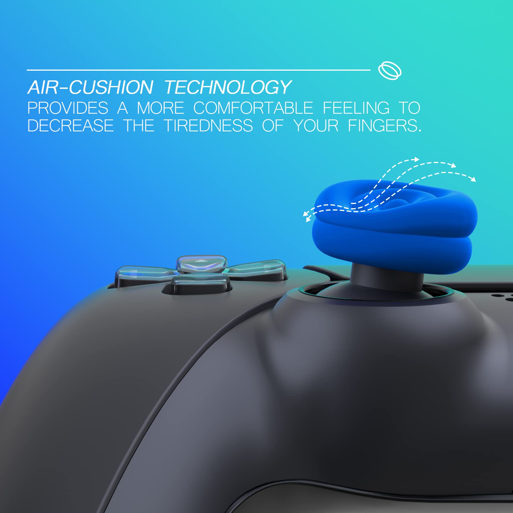 PlayVital Analog Stick Thumb Grips for PS5, PS4, Xbox Series X/S, Xbox One S/X/Elite Series 2 & Switch Pro Controller - Blue - Improve Gaming Comfort & Grip for Long Play Sessions