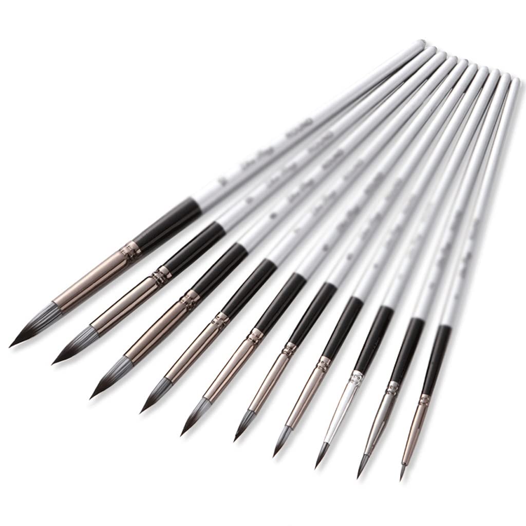 10-Piece Watercolor Brush Set - Flat Oil Paint Brushes & Drawing Pen Like Art Supplies for Artists (Color A) | Perfect for Watercolor Painting, Oil Art, Sketching & DIY Craft Projects