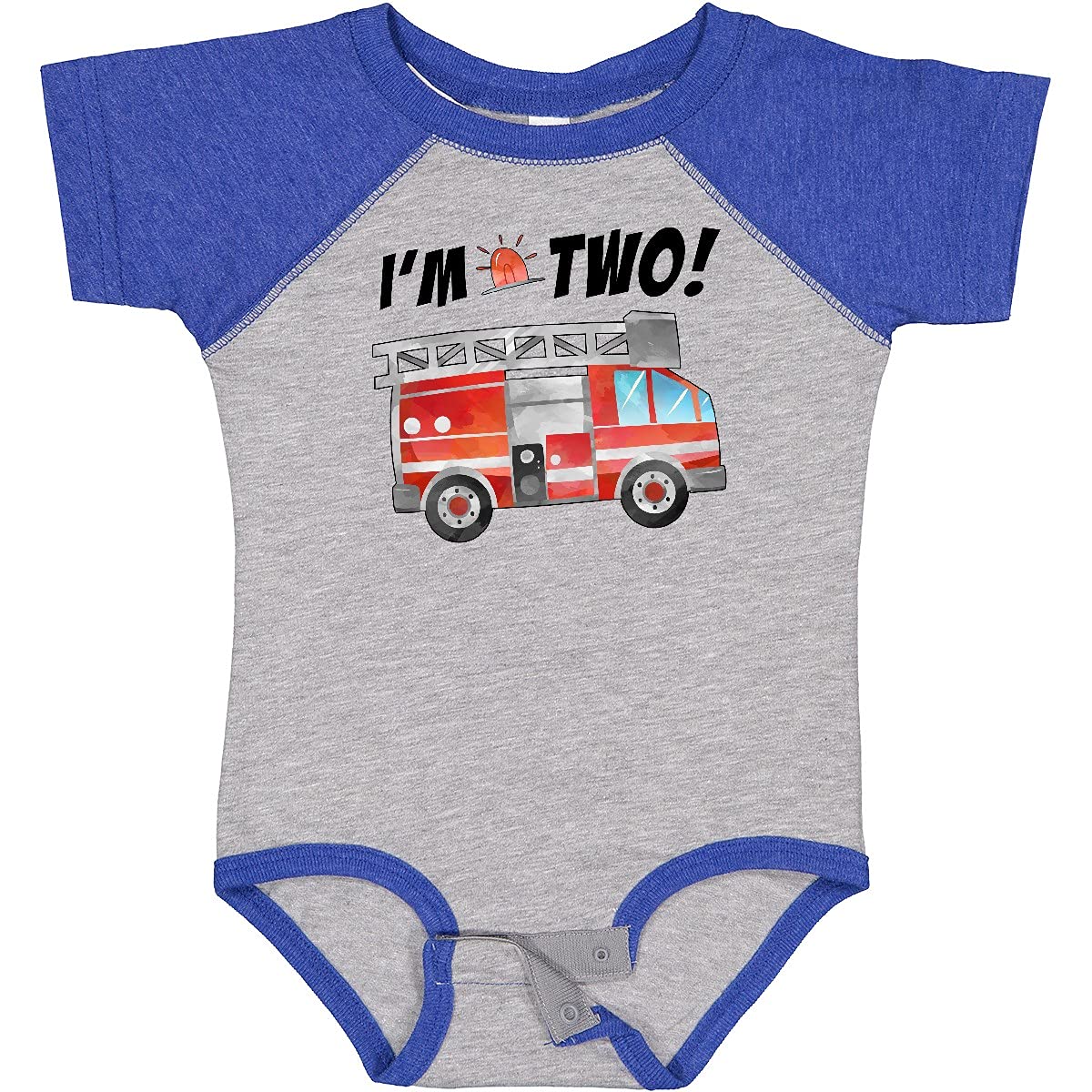 inktastic I'm 2 Fire Truck 2nd Birthday Baby Bodysuit - Cute Outfit for Toddler Boys Birthday Party & Photo Shoot