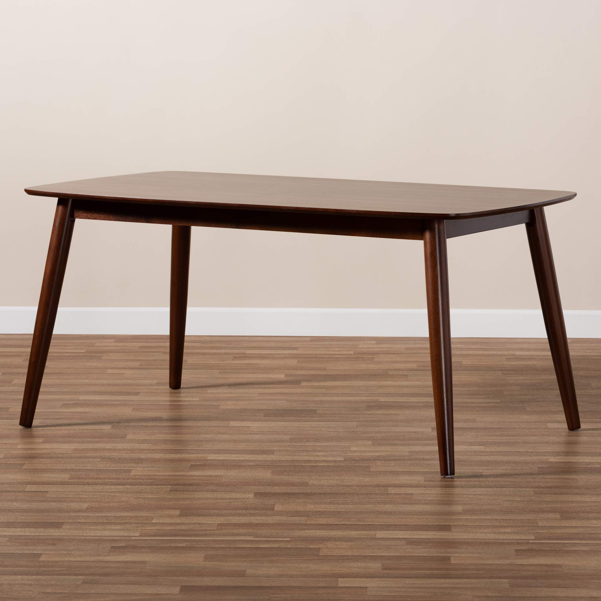 Baxton Studio Modern Walnut Dining Table - 60 Inch Round Wood Kitchen Table for 4-6 People - Perfect for Small Spaces, Apartments, and Family Gatherings