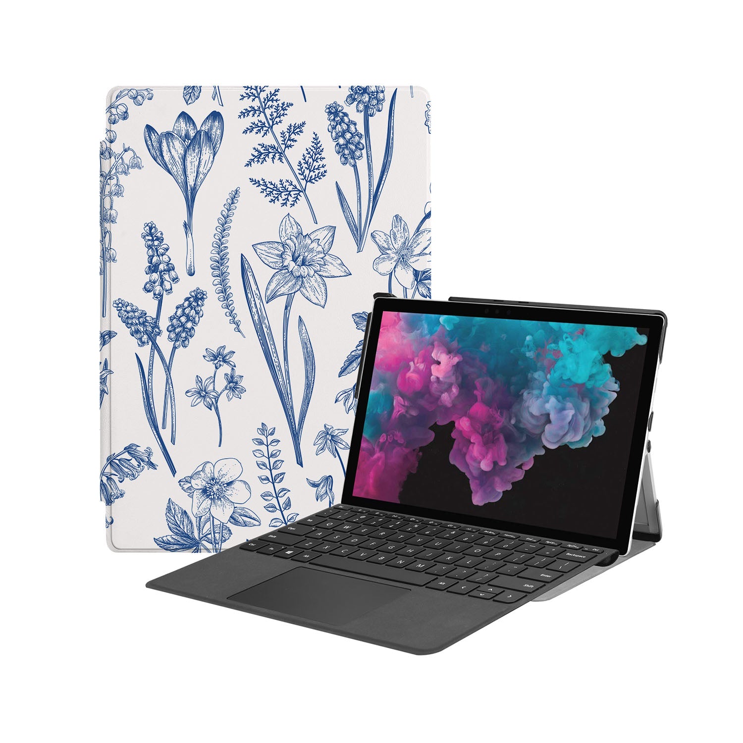 Microsoft Surface Pro Case with Floral Design - Slim Protective Cover for Surface Pro 7/6/5/4/3 - Perfect for Work, School & Travel