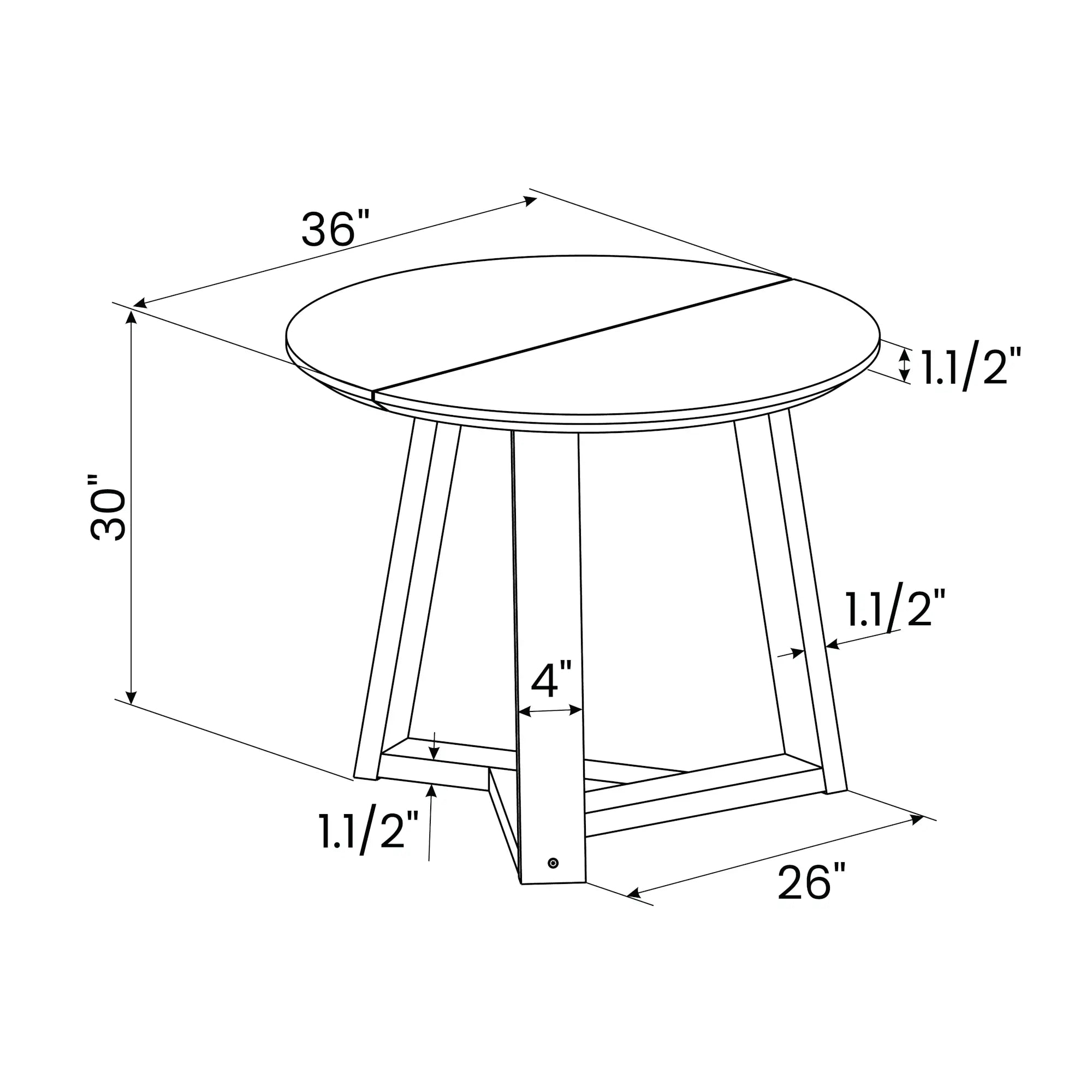 Stylish Cascais Round Dining Table - Modern Wooden Kitchen Table for 4-6 People | Perfect for Small Spaces, Breakfast Nooks & Cozy Family Meals
