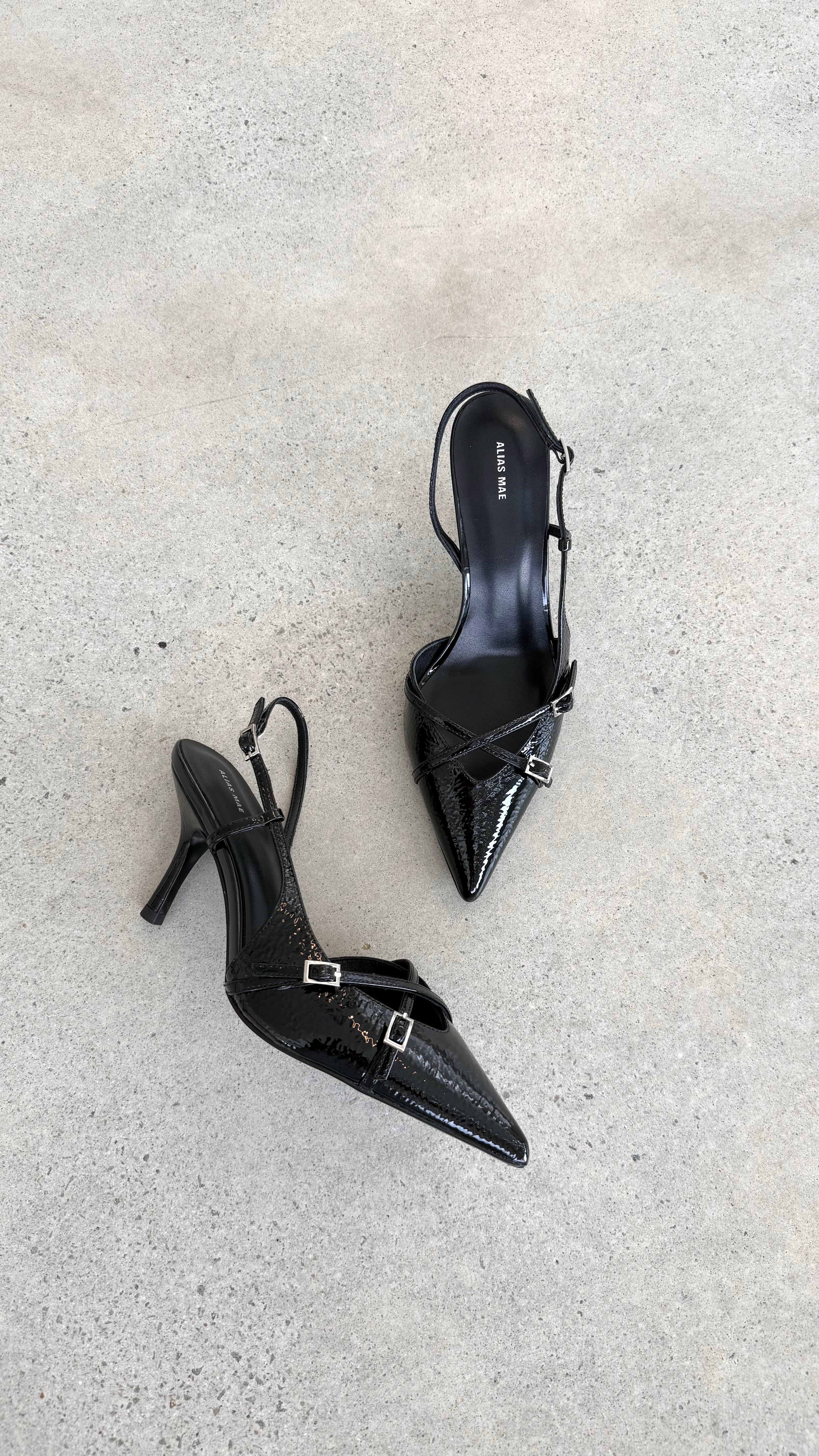 Faith Heel Black Crinkle Patent Leather High Heels for Women - Elegant Dress Shoes for Parties, Weddings & Evening Events