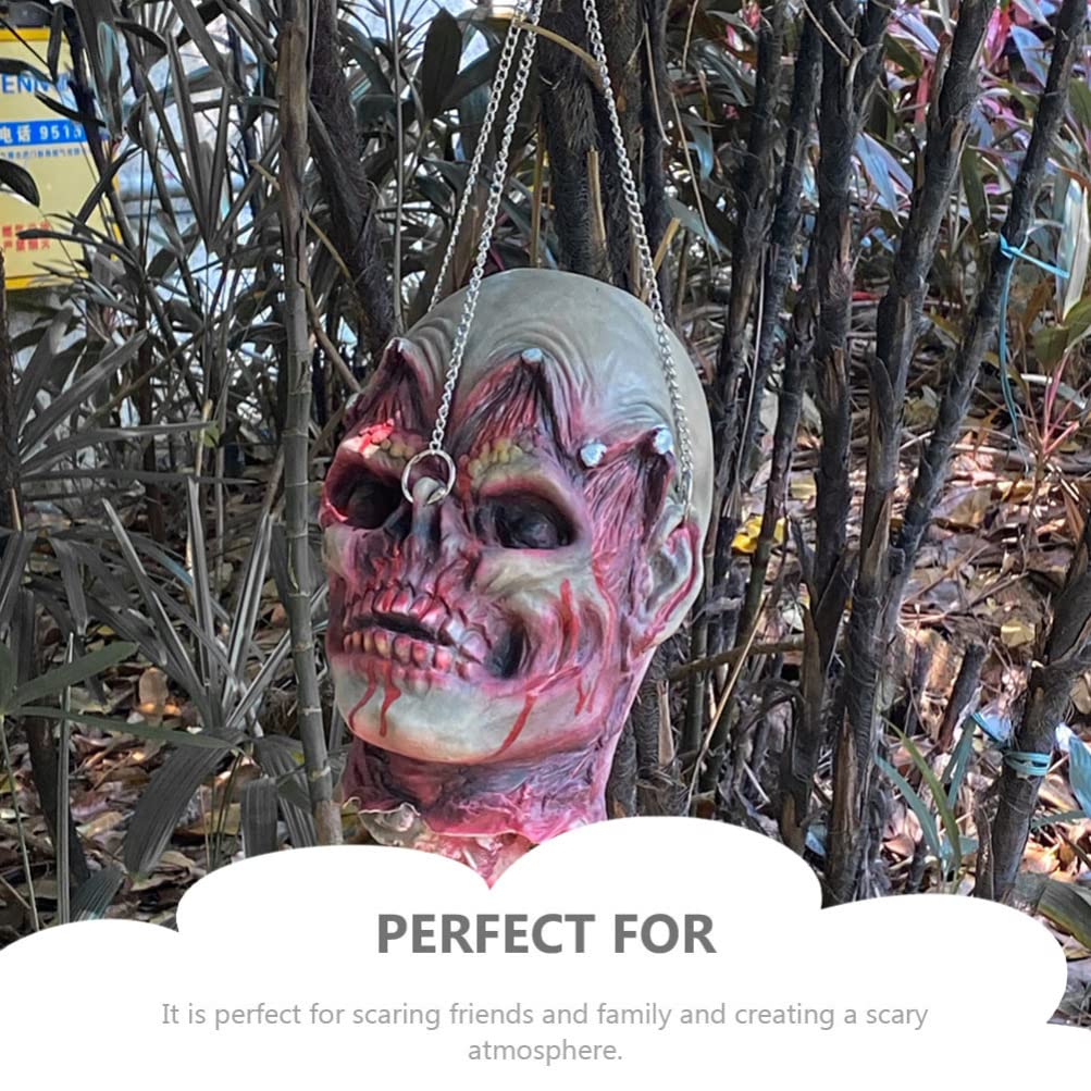 Realistic Hanging Severed Head Prop with Wig - Scary Halloween Decoration for Haunted Houses, Parties & Bars | Spooky Home & Event Decor