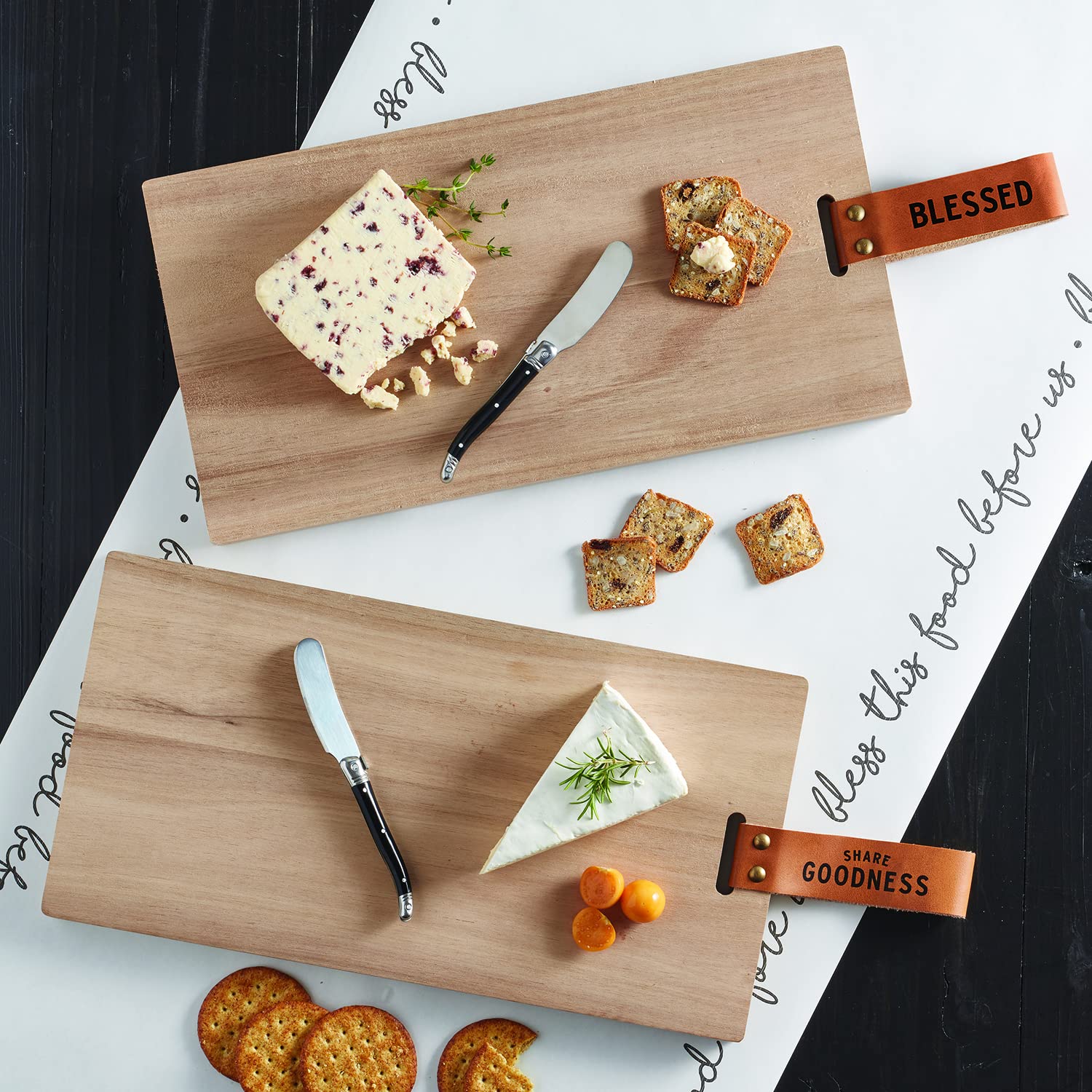 Faithworks Acacia Wood Charcuterie Board - 8 x 15 Inch Serving Tray for Cheese, Charcuterie & Entertaining - Natural Wood Cutting Board for Parties, Weddings & Gifts