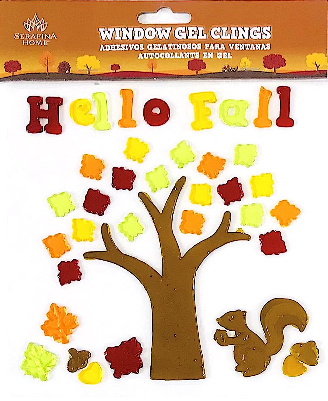 Reusable Fall Gel Cling Stickers for Windows & Mirrors - 6 Sheets of Seasonal Designs: Woodland Creatures, Foliage, Pumpkins - Perfect for Home, Office, and Classroom Decor
