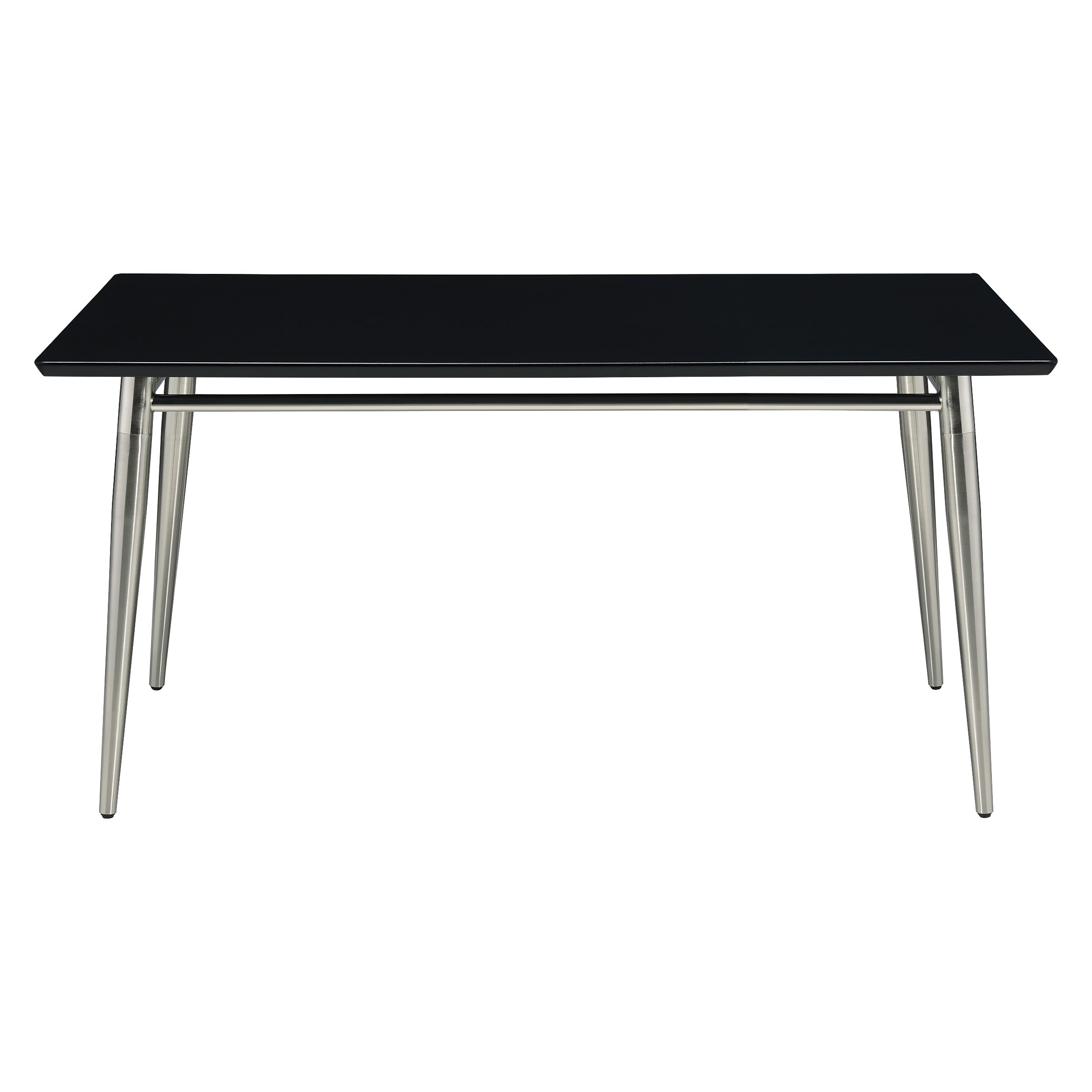 Modern Rectangle Coffee Table Black Top Brushed Nickel for Living Room