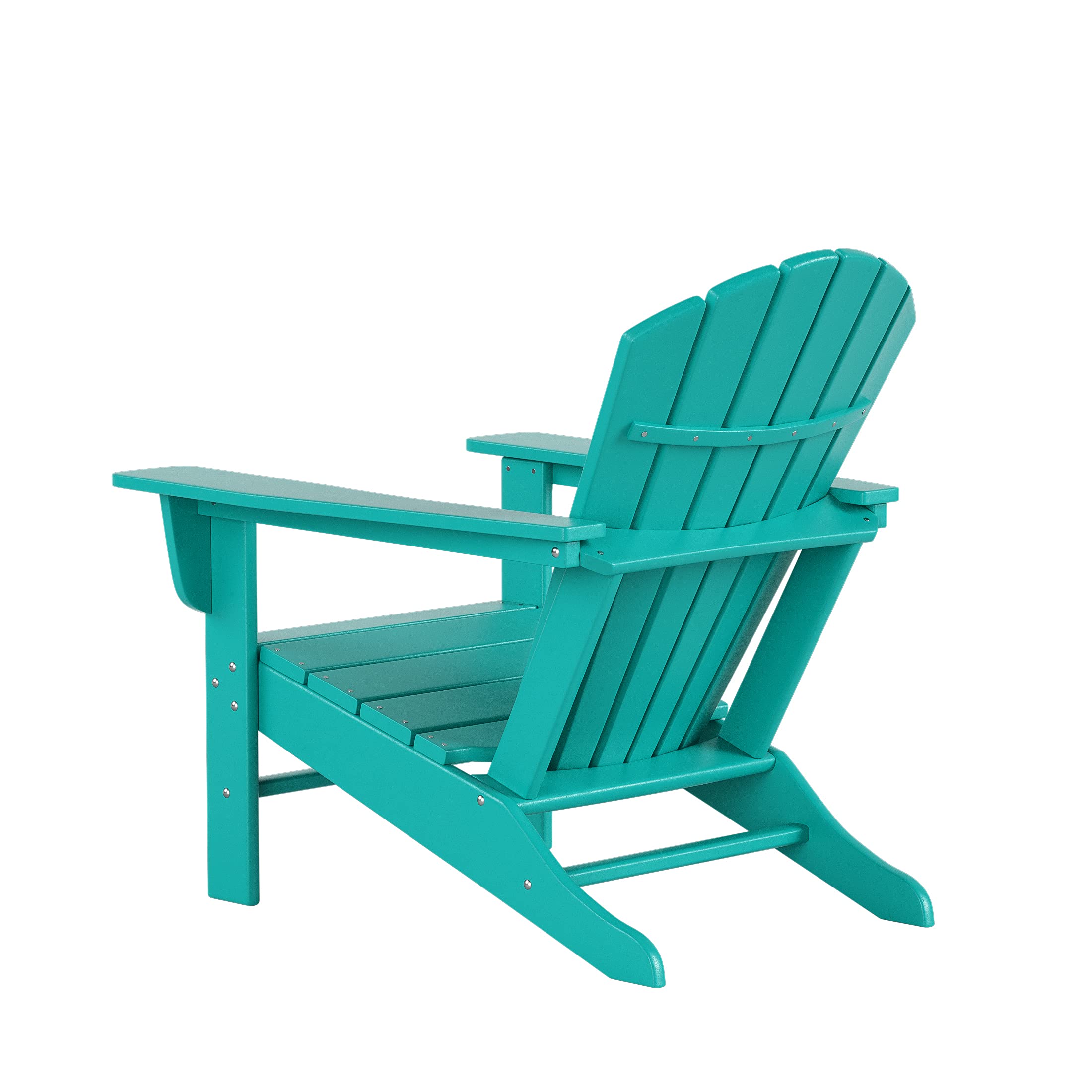 Outdoor Adirondack Chairs Set with Side Table - Turquoise Poly Lumber for Patio & Garden