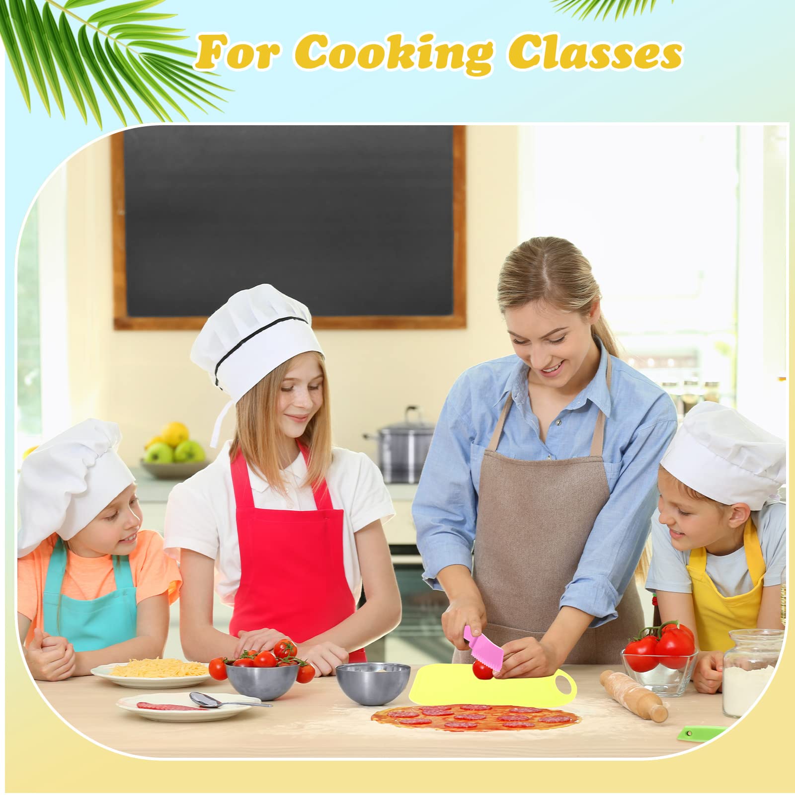 Yinkin 20-Piece Kids Plastic Knife Set with Cutting Board - Safe Toddler Cooking Tools (10 Child-Safe Knives + 10 Chopping Boards) - Perfect for Preschool Cooking Club, Home Kitchen Learning & Montessori Activities