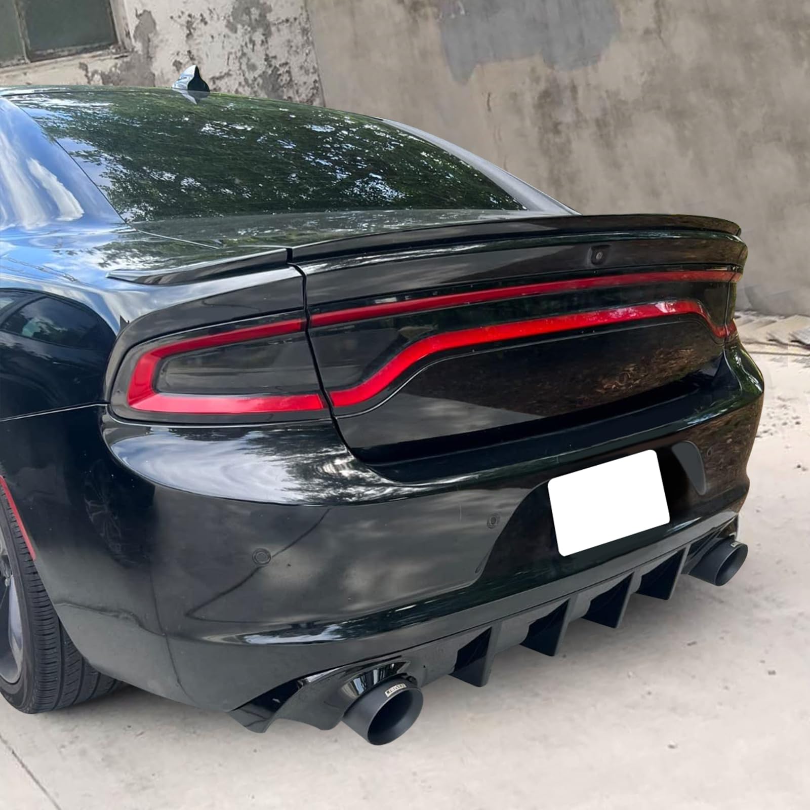 IKON MOTORSPORTS Rear Bumper Diffuser for 2015-2023 Dodge Charger Base & SXT - Gloss Black PP Lip Splitter | Enhances Aerodynamics & Sporty Look | Perfect for Car Enthusiasts & Street Racing
