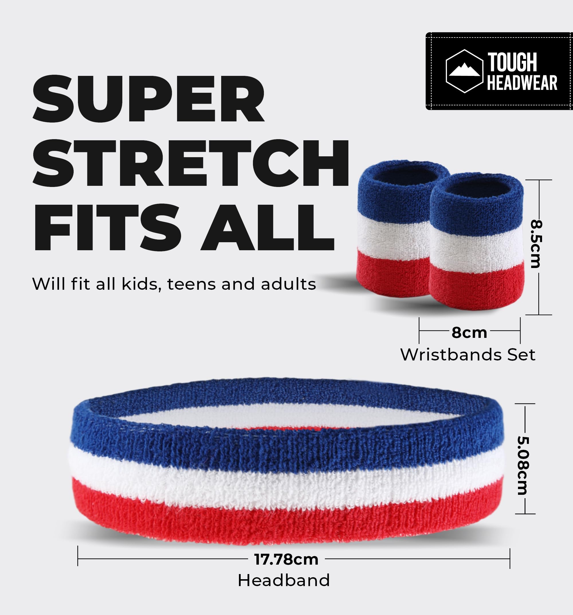 Breathable Terry Cloth Sweatband Headband & Wristband Set for Men & Women - Moisture Wicking Sports Accessories for Tennis, Basketball, Gym Workouts & Exercise - Perfect for Running, Yoga & Active Lifestyles
