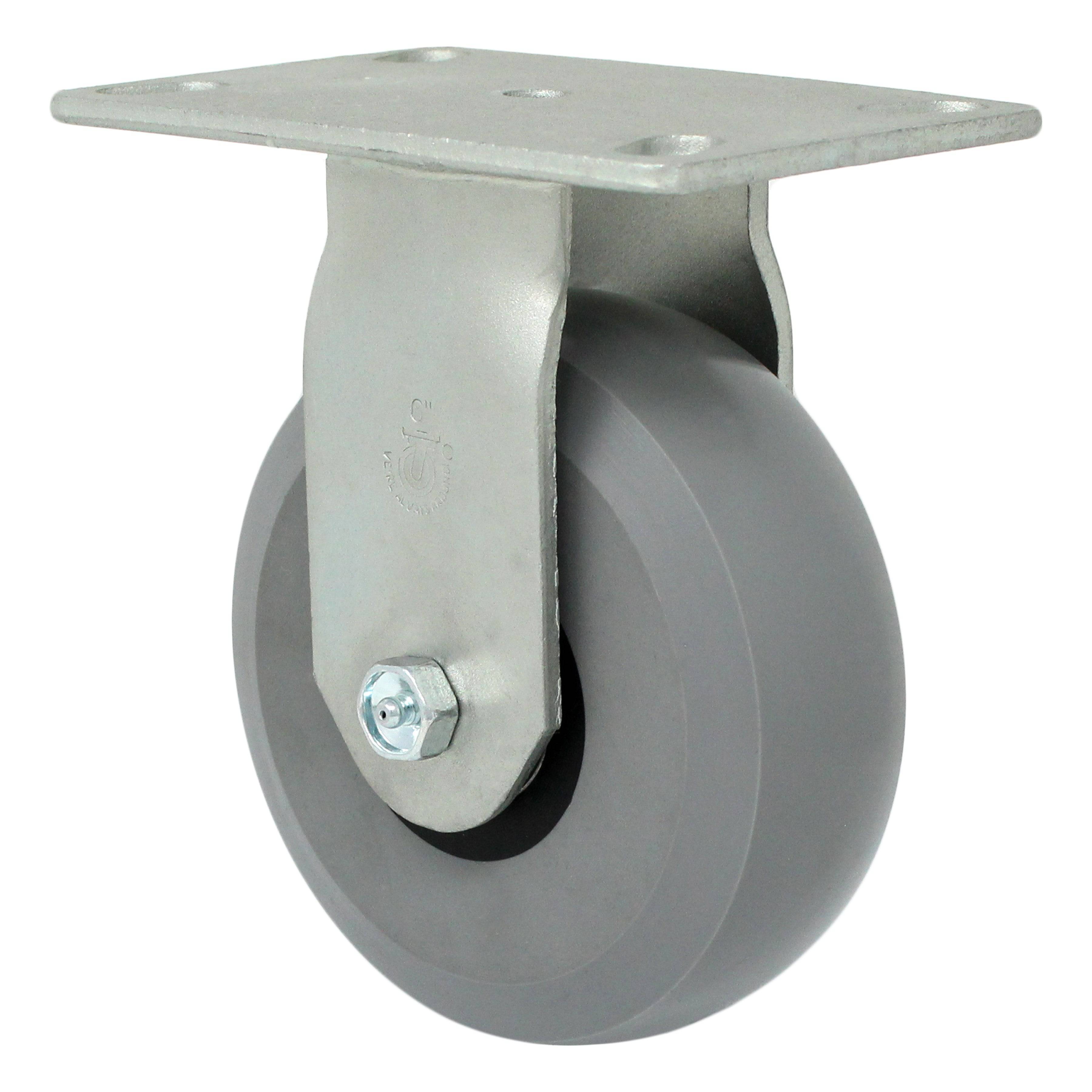 6 x 2 Inch Heavy Duty Ergonomic Wheel Rigid Caster - 1500 lbs Load Capacity - Perfect for Industrial Equipment, Warehouse Carts, and Moving Dollies