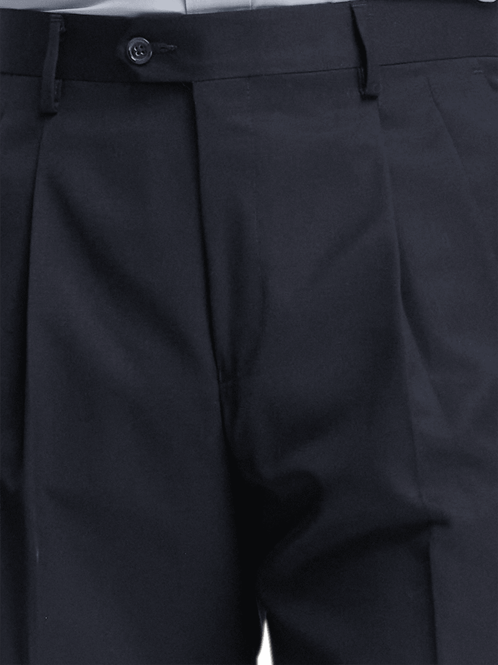 Premium Wool Gabardine Dress Pants for Men - Classic Dark Navy Color - Perfect for Business, Office & Formal Occasions