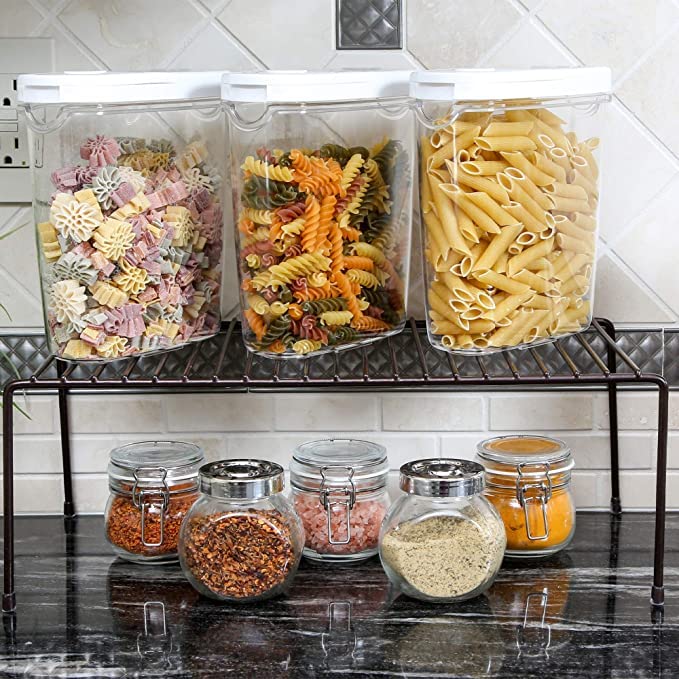12-Piece Black Multipurpose Dish Rack & Storage Shelf for Kitchen Cabinets - Plate Stand, Utensil Organizer with Chrome Finish (Stainless Steel) - Perfect for Small Spaces, Countertop Organization & Dish Drying