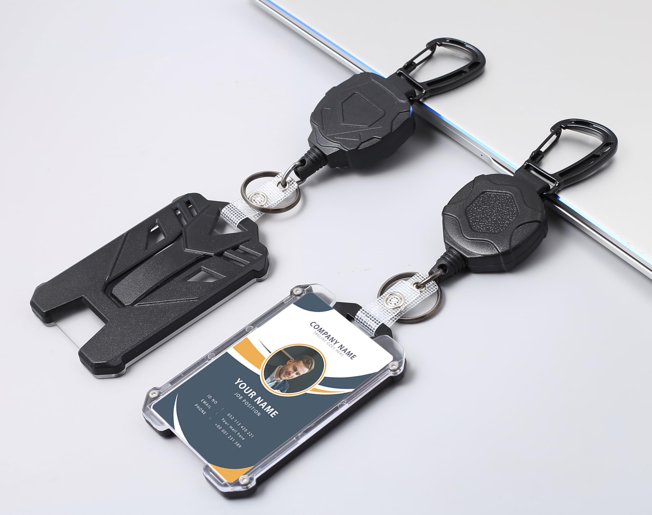 Premium Retractable Badge Holder with Heavy Duty Carabiner Clip - Durable ID Card Reel & Keychain for Work, Security, and Events (Office, Hospital, Construction, Trade Shows)
