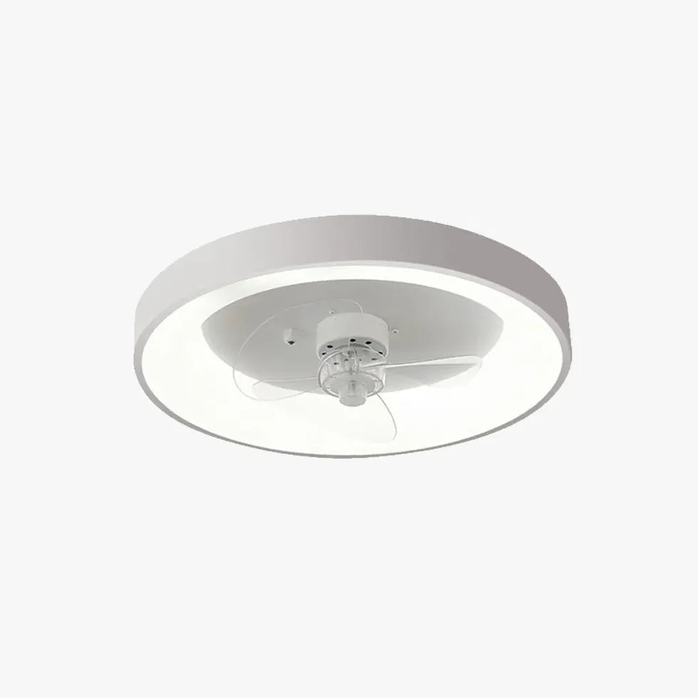 White Round Ceiling Fan with Light - Modern LED Lighting & Remote Control - Perfect for Bedroom, Living Room & Outdoor Patio