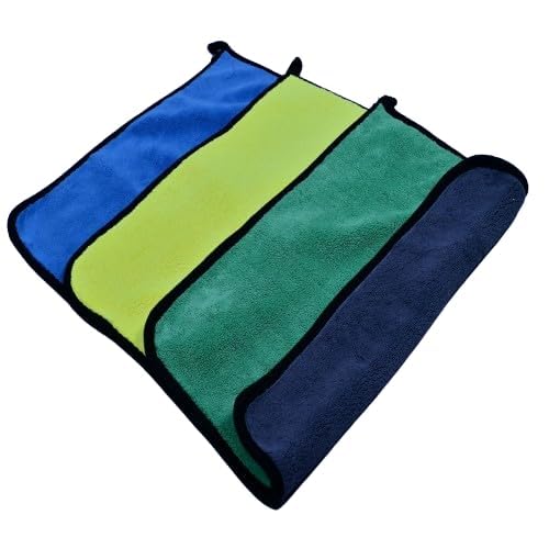Premium Microfiber Cleaning Cloths 3-Pack (30x40cm, 800 GSM) - Multi-Color Super Absorbent Towels for Kitchen, Car, Bike & Electronics Cleaning - Streak-Free Dusting & Polishing Cloths for Home & Auto Care