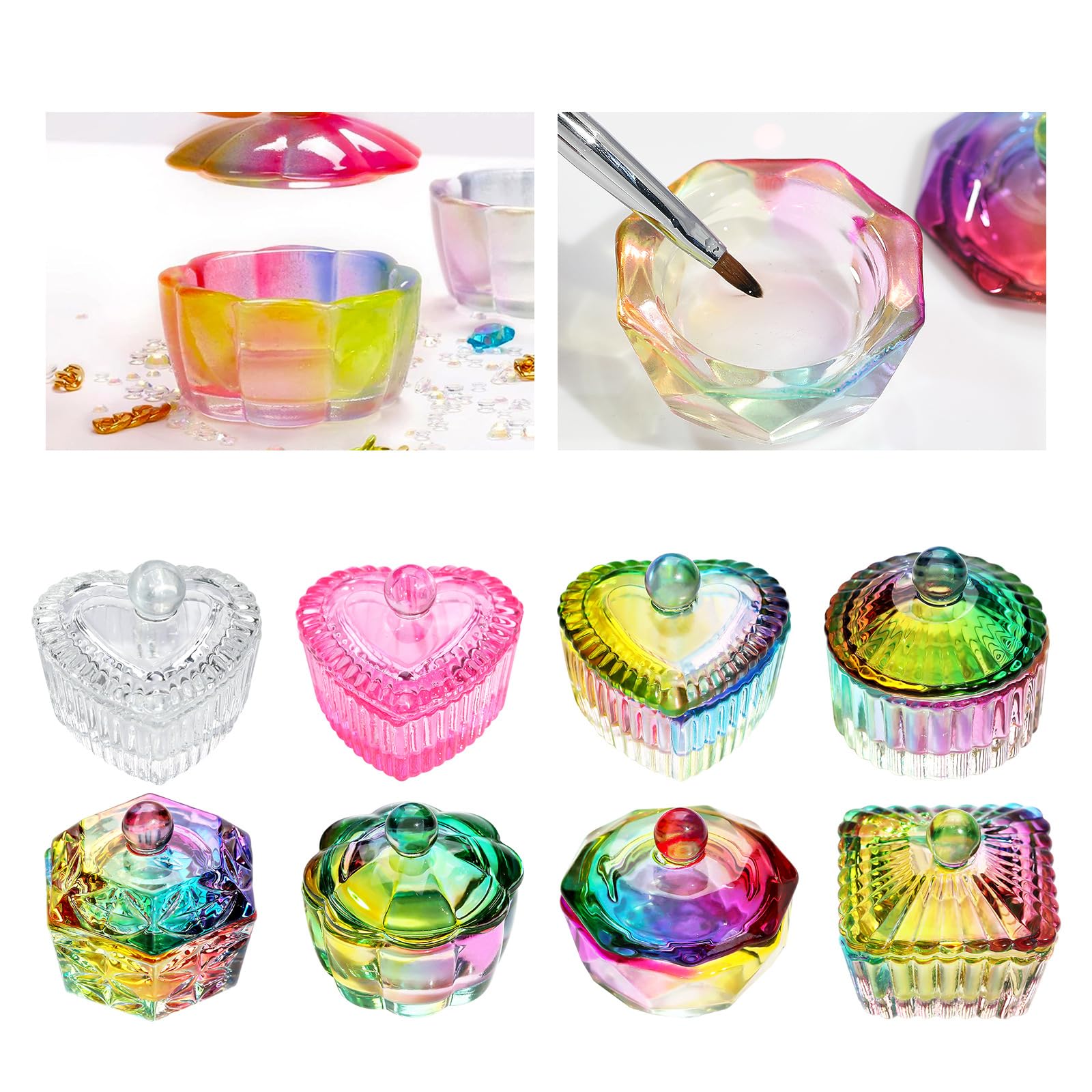 Acrylic Nail Art Dappen Dish - Crystal Bowl for Nail Liquids & Polish Storage
