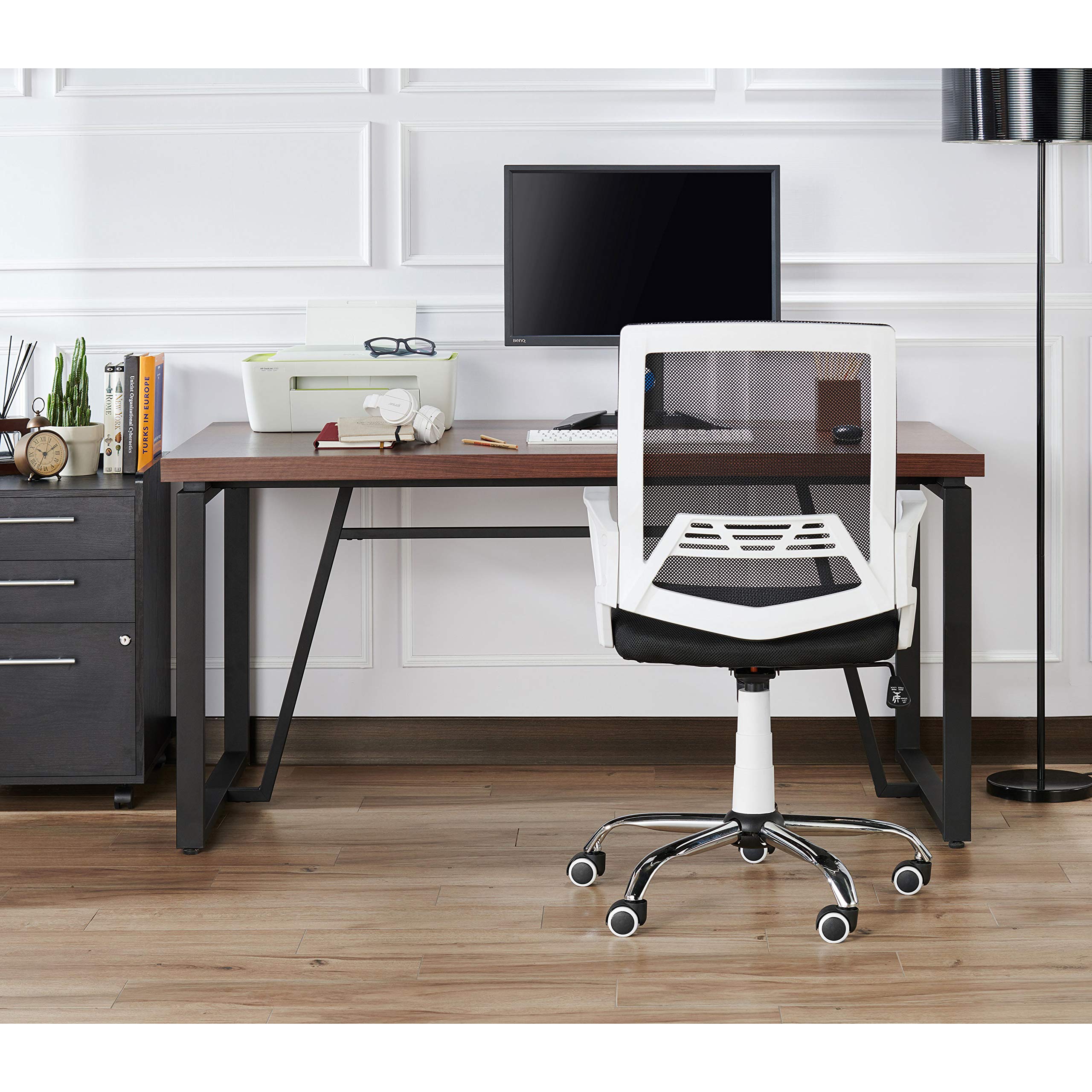 HOMES: Inside + Out Xenia Ergonomic Office Chair with Adjustable Height - White - Perfect for Home Office, Gaming, and Workspace Comfort