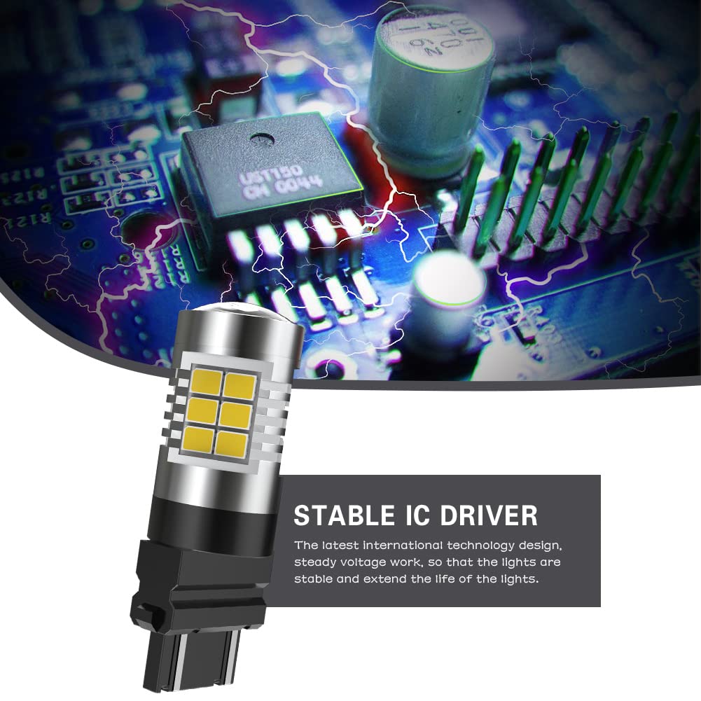 3157 3156 3057 4157 7528 LED Bulbs - 21-EX 2835 SMD Chipsets with Lens Projector - Super Bright Xenon White Backup Reverse Lights, Tail Lights, Brake Lights - DC 10-16V, 10.5W (Pack of 2) - Perfect for Trucks, SUVs, Cars, and Trailers