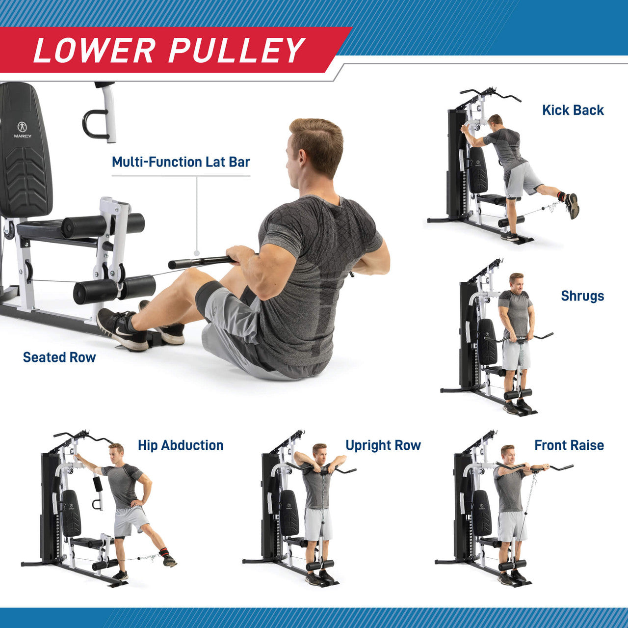 Marcy 150lbs Home Gym System MWM-8147 - Strength Training Equipment for Full Body Workout at Home | Perfect for Small Spaces & Home Fitness