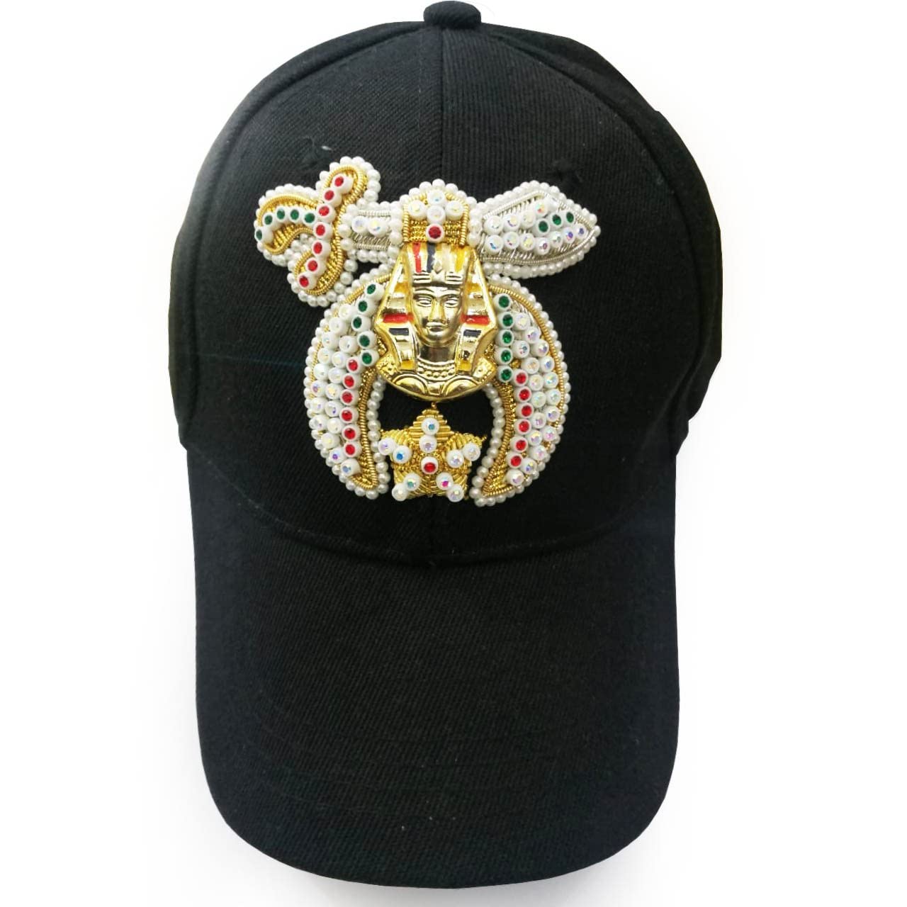 Shriners Baseball Cap - Black with Rhinestones & Bullion Embroidery | Stylish Embroidered Hat for Men & Women | Perfect for Casual Wear, Sports Events & Outdoor Activities