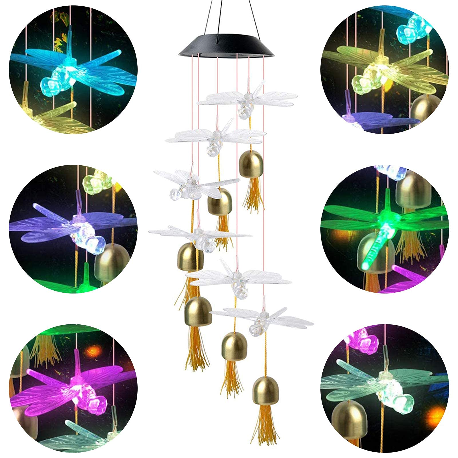 Solar Butterfly Angel Wind Chimes with LED Lights - Outdoor Garden Decor, Cardinal Wind Chimes for Patio, Yard - Perfect Mother's Day & Birthday Gift - Ideal for Porch, Backyard, and Relaxation Spaces