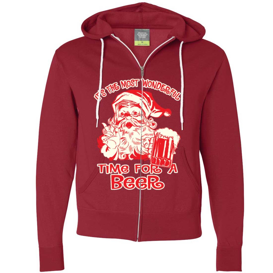 Cozy Beer Lover Zip-Up Hoodie - Perfect for Christmas, Holidays & Casual Wear - Unisex Pullover Sweatshirt for Men & Women