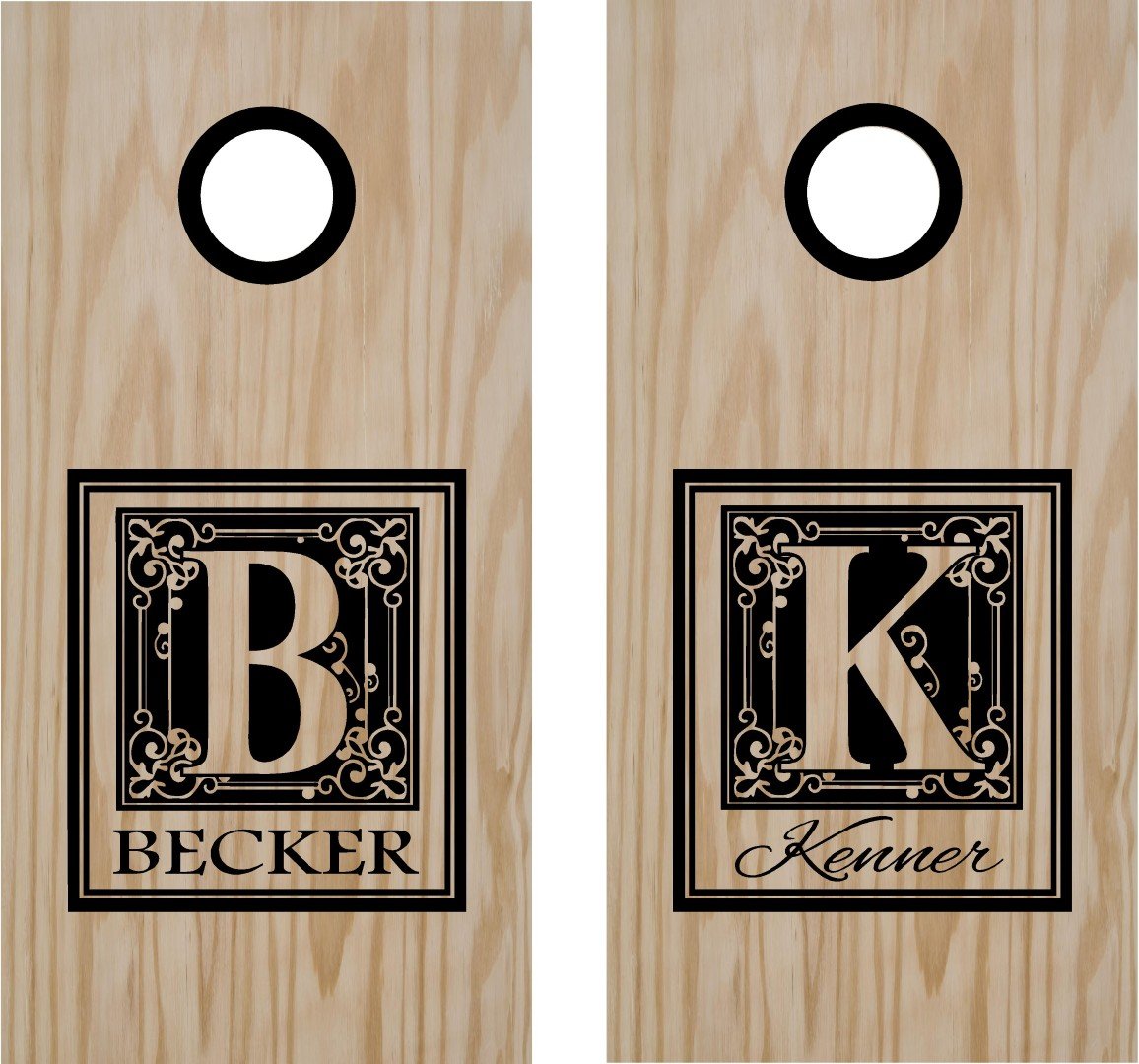 Custom Monogram Family Name Cornhole Board Decals - Extra Large Vinyl Wall Stickers (2-Pack) - Personalized Home Decor for Game Rooms, Patios & Outdoor Parties