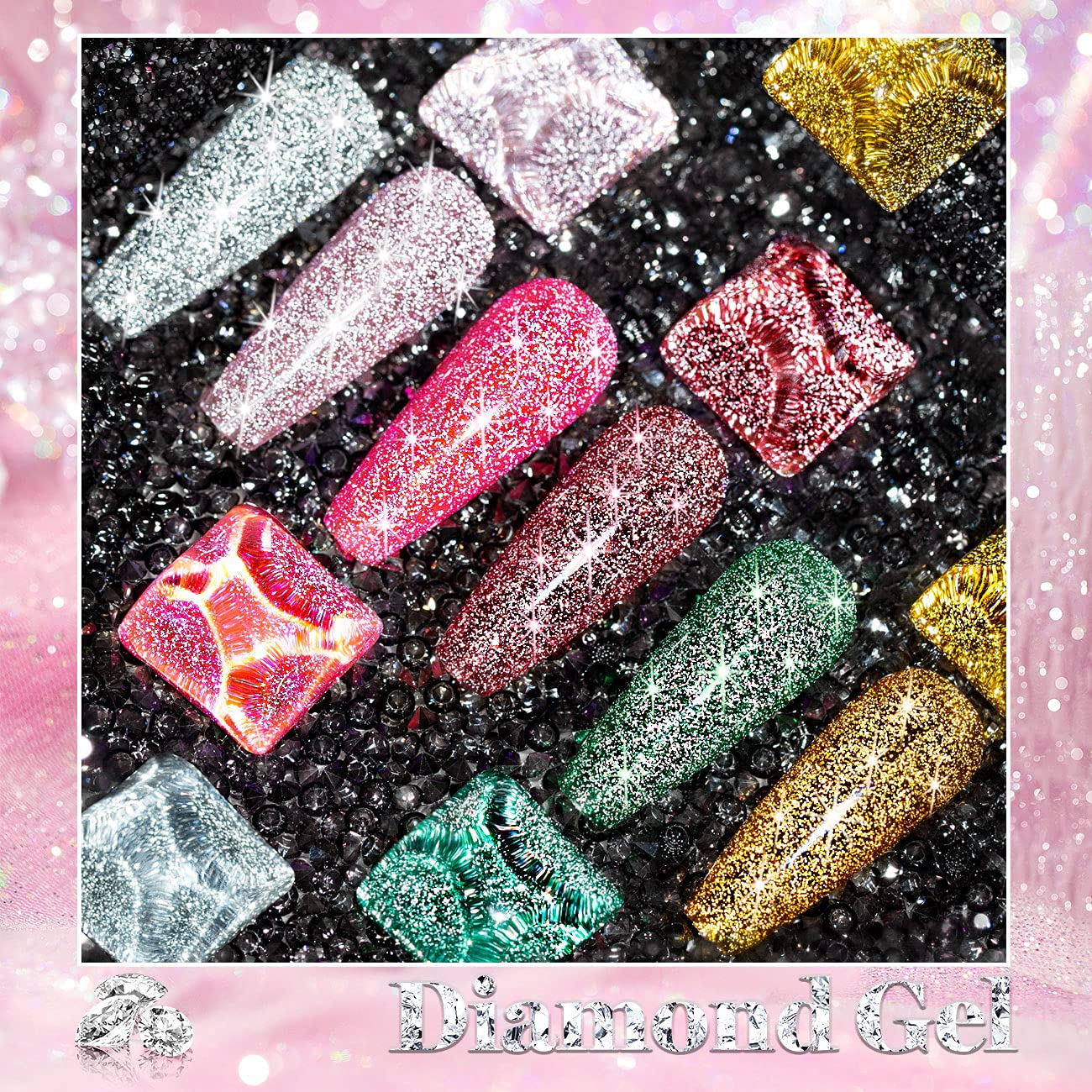 Glitter Gel Nail Polish Set 6PCS - Shiny Diamond Nail Art for Manicure & Party