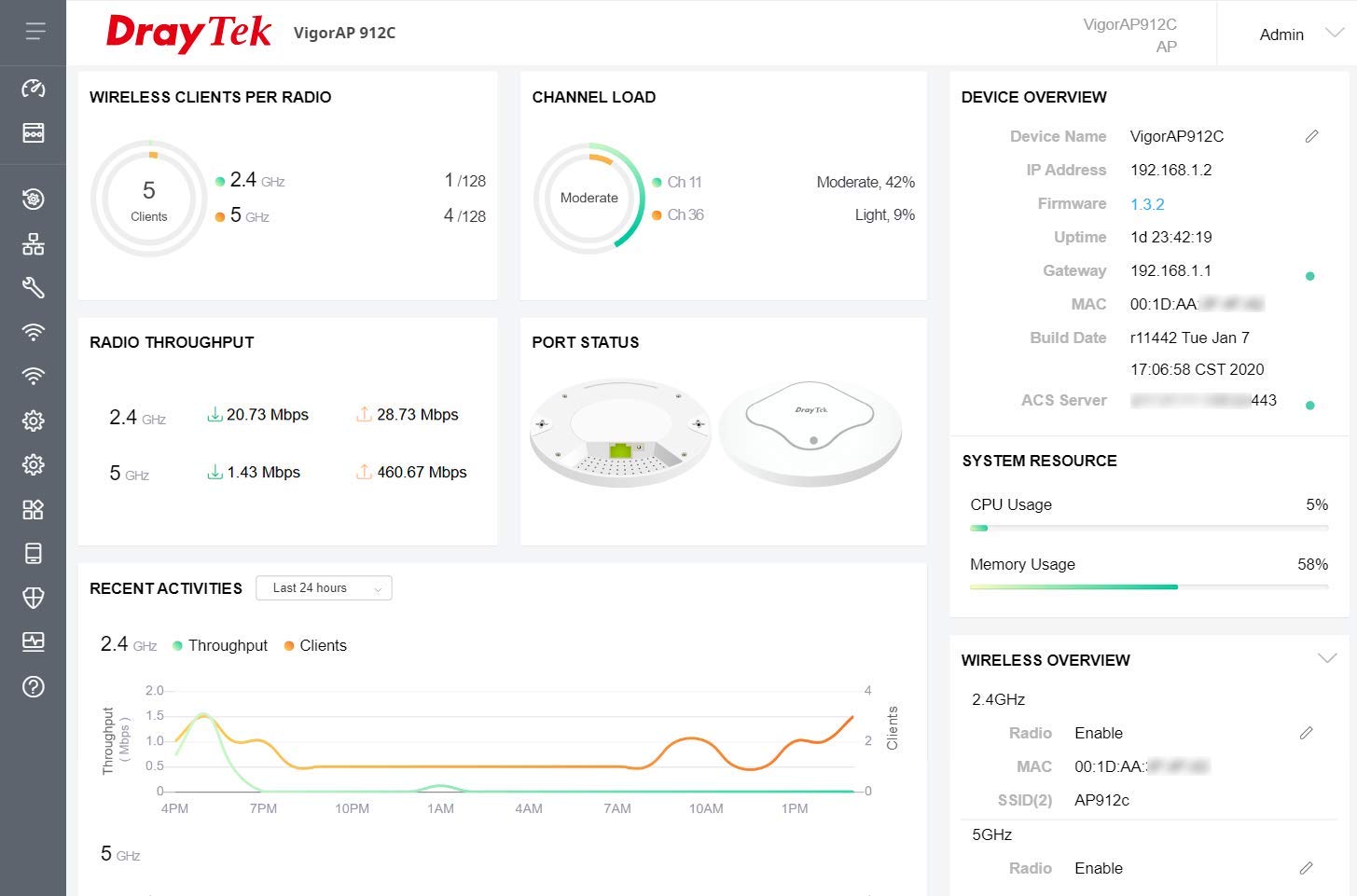 DrayTek VigorAP 912C Dual-Band 802.11ac Wireless Access Point | High-Speed WiFi Extender & Mesh System (Up to 8 AP912C Units) | PoE Powered | Ceiling/Wall Mount | Ideal for Office, Hotel & Business WiFi Networks | Seamless Roaming & High-Density Coverage