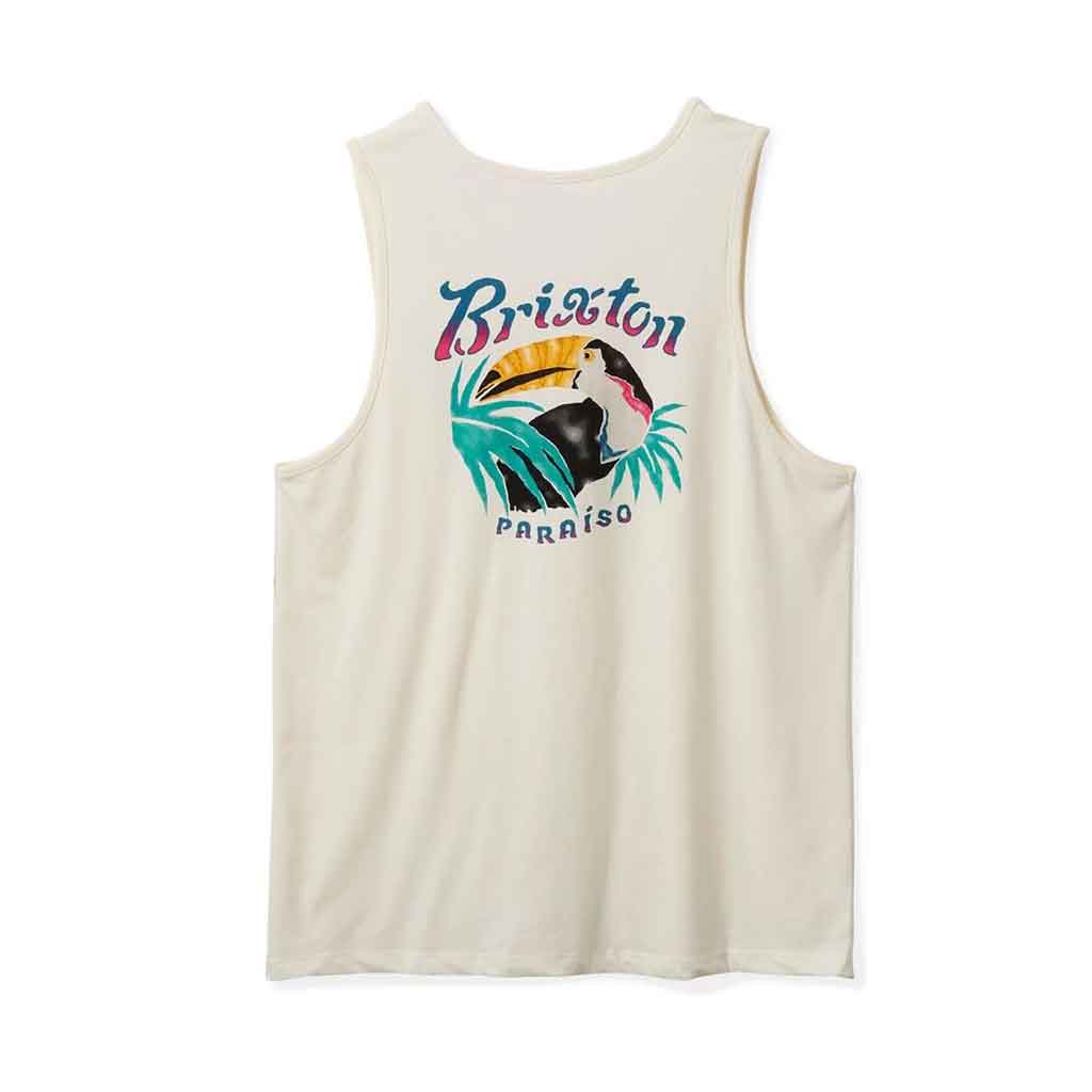 Brixton Paraiso Women's Tank Top - Soft Cotton Off White Sleeveless Shirt for Summer, Beach, and Casual Wear
