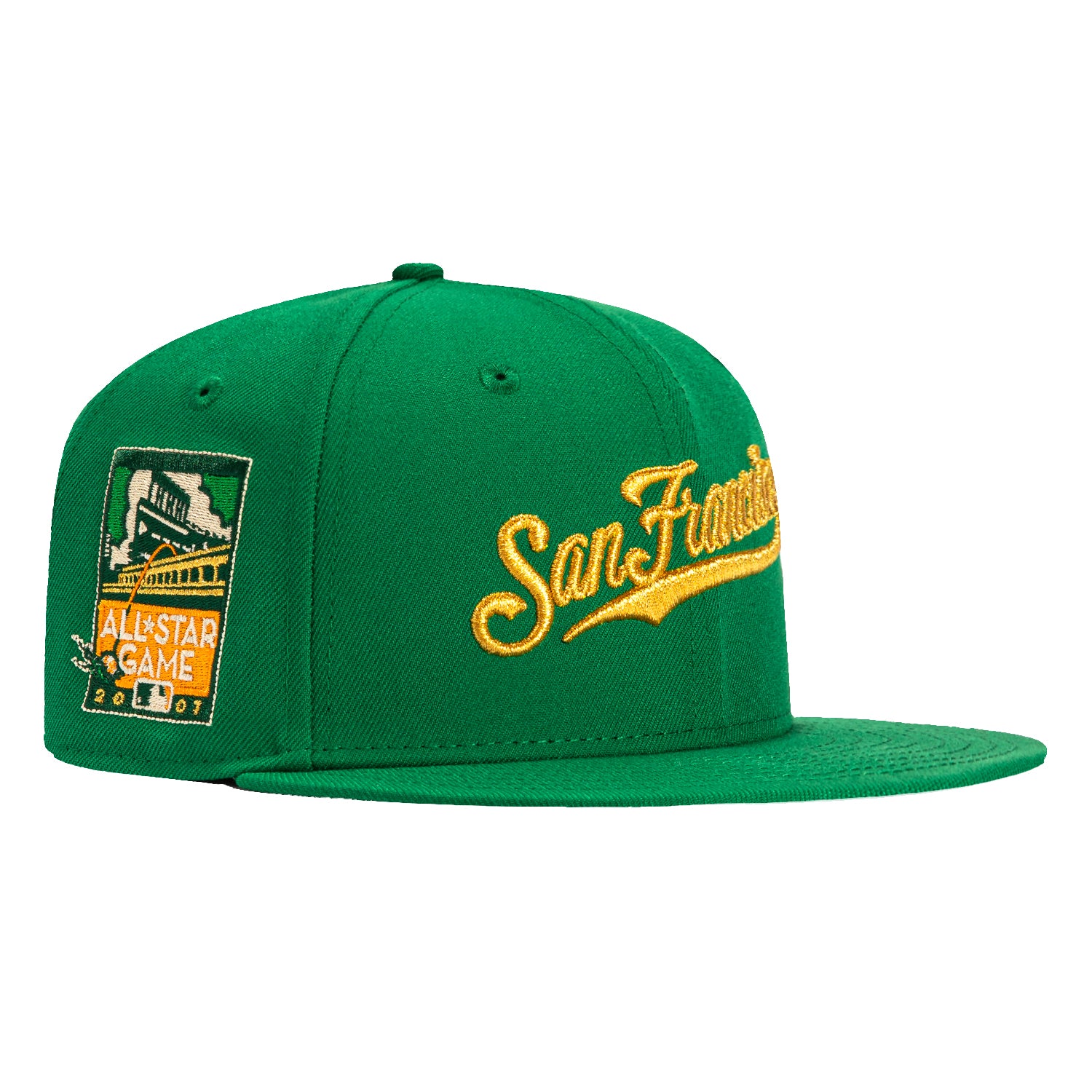 New Era 59Fifty San Francisco Giants 2007 All Star Game Patch Script Hat - Kelly Green & Metallic Gold - Official MLB Baseball Cap for Fans & Collectors - Perfect for Games, Sports Events & Streetwear Fashion