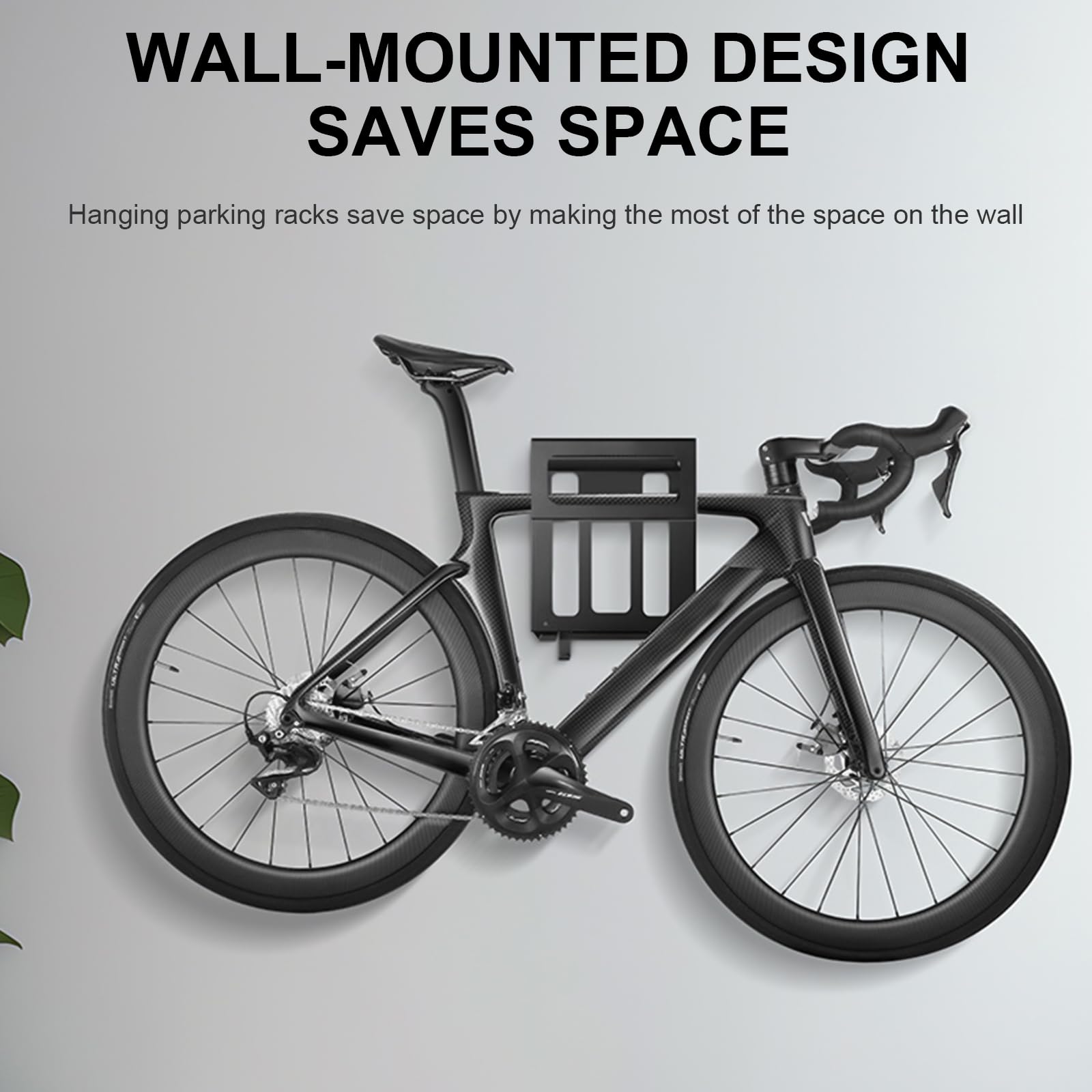 Wall Mounted Bike Storage Rack - Horizontal Indoor Bicycle Holder for Road & Race Bikes - Space Saving Wall Bracket with Easy Installation - Perfect for Garage, Apartment & Small Space Organization