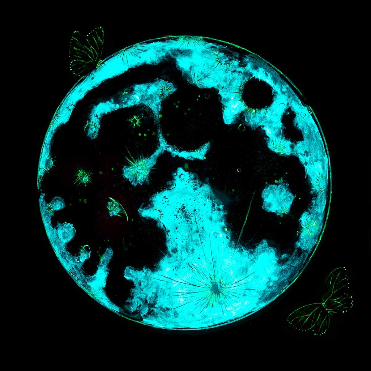 Original Full Moon Artwork - Handmade Wall Decor for Home, Office & Gift Giving - Perfect for Living Room, Bedroom & Wedding Presents