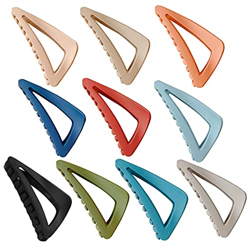 Licogel Matte Triangle Hair Claw Clips Set - Large Decorative Hair Clamps for Women, Non-Slip Jaw Clips for Thick Hair - Perfect for Ponytails, Buns & Updos (Set of 4)