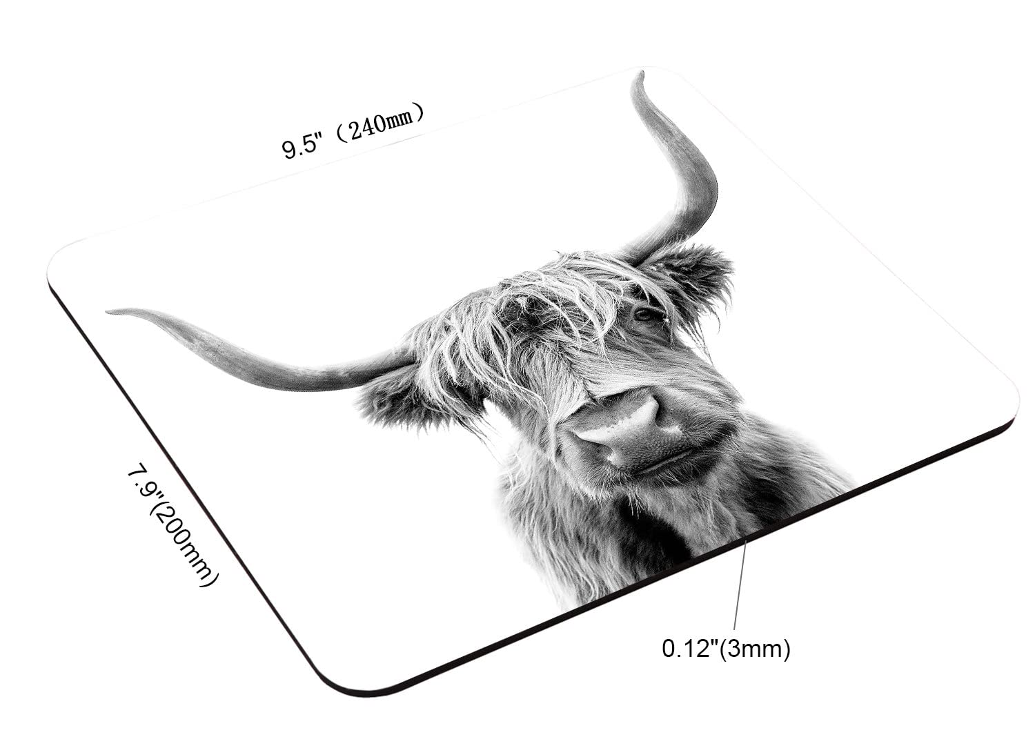 Highland Cow Portrait Mouse Pad - Non-Slip Rubber Base Square Mouse Mat for Office & Laptop (9.5
