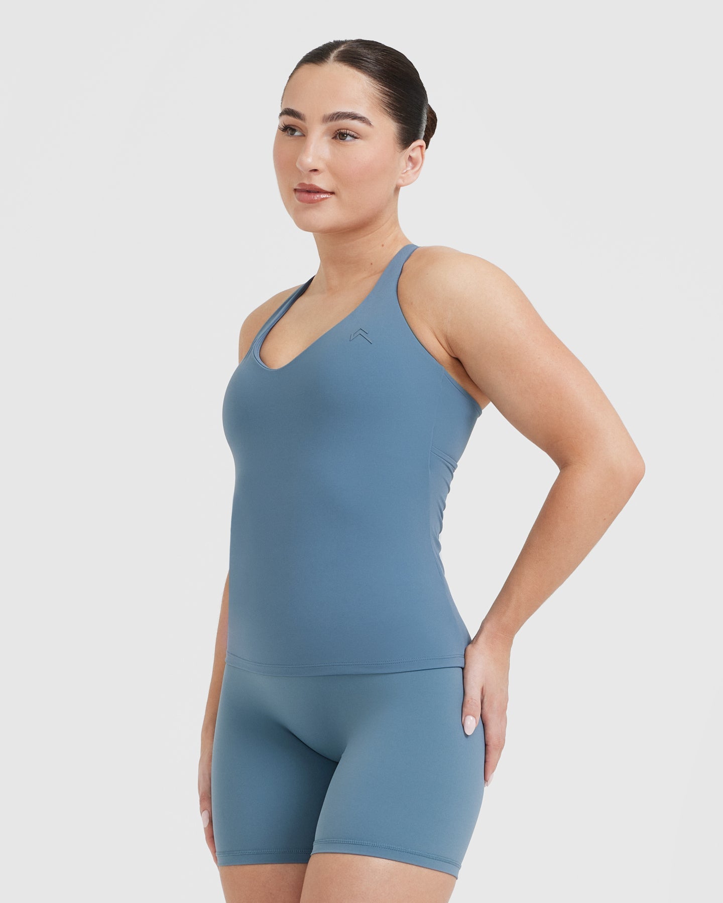 Moonstone Blue V-Neck Cross Back Vest for Women - Elegant & Comfortable Summer Layering Piece for Beach, Yoga, and Casual Wear