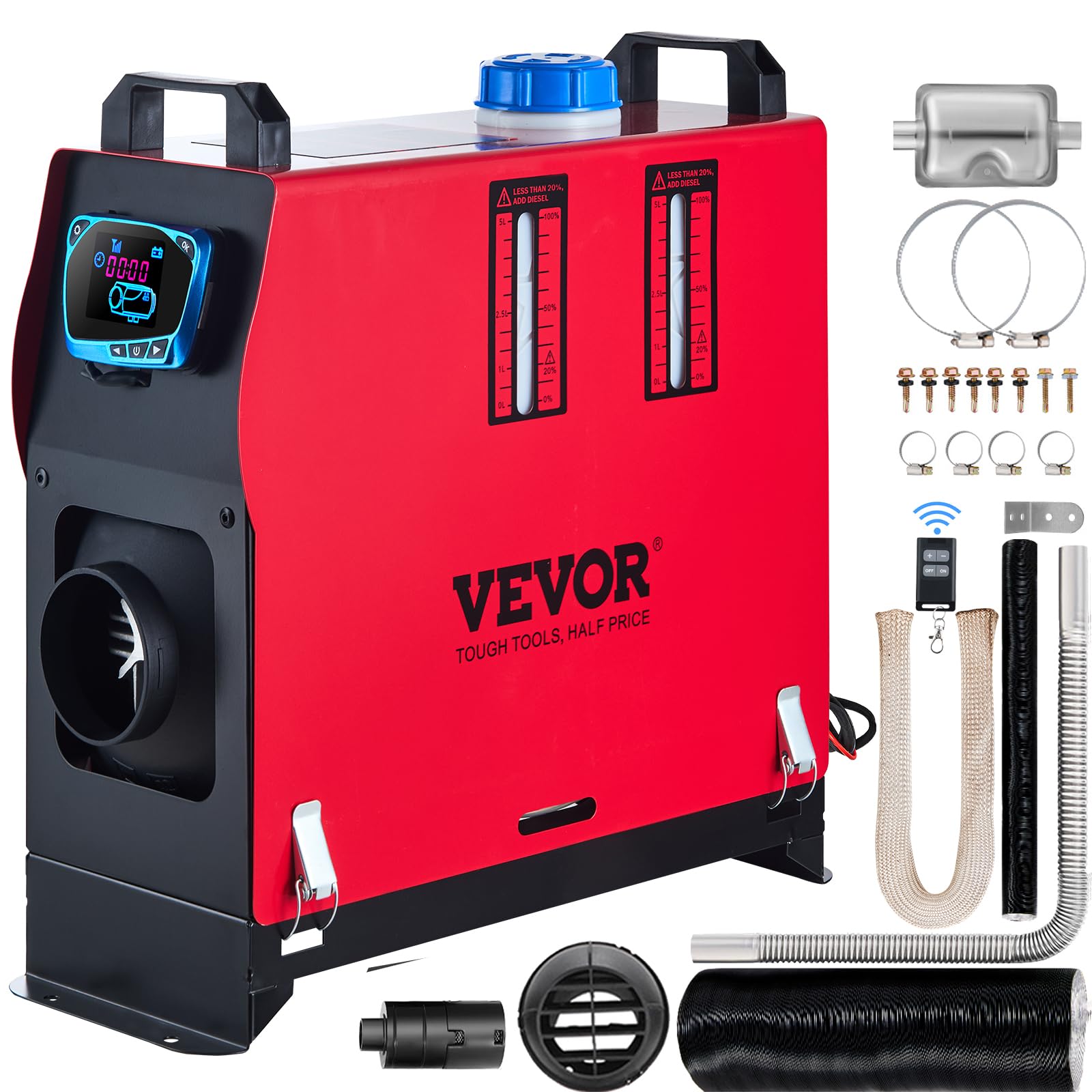 VEVOR 12V 5KW Diesel Air Heater with LCD Switch - Portable Auxiliary Heater for Trucks, Vans, RVs & Camping - Fast Heating in Cold Weather