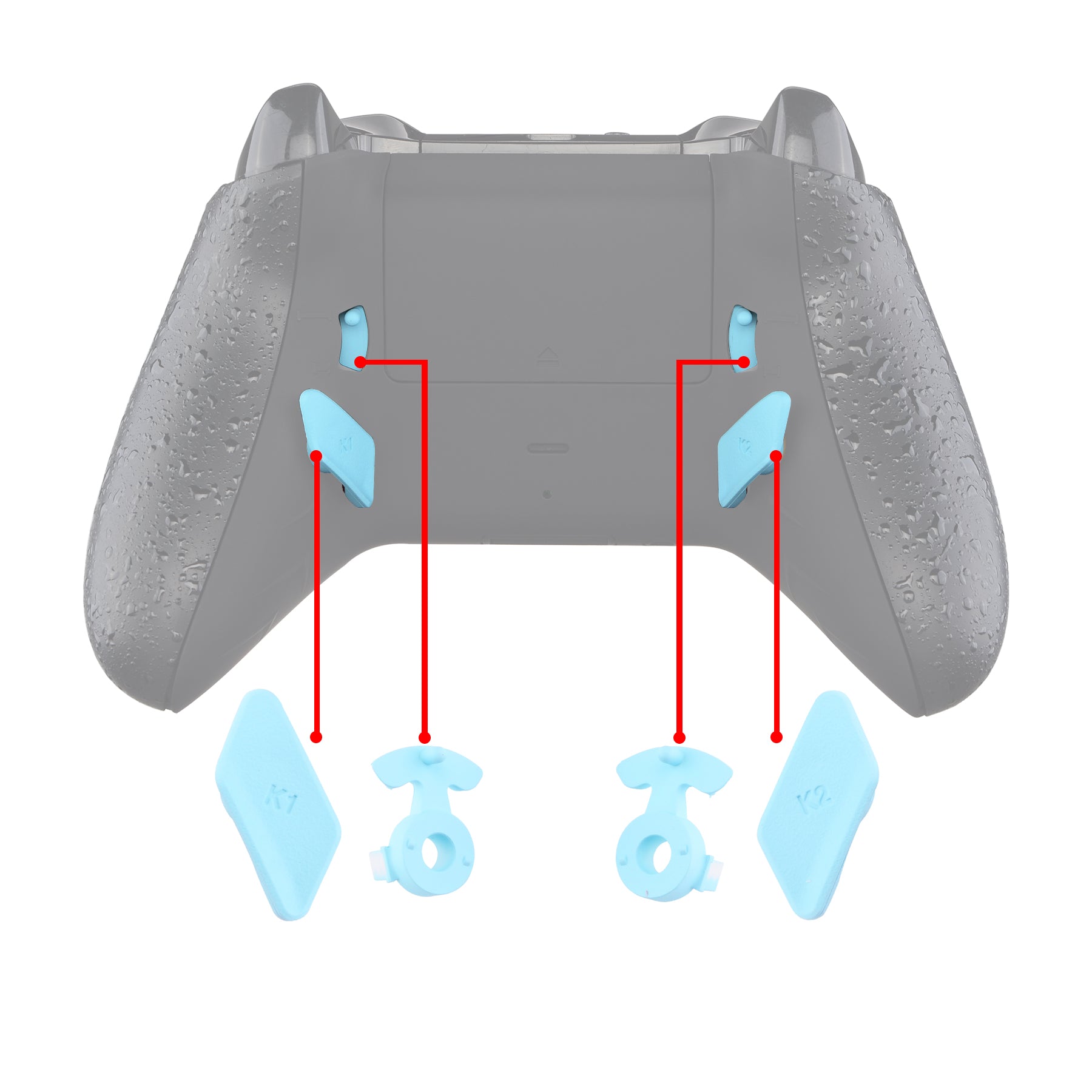 eXtremeRate Heaven Blue Soft Touch Grip with Redesigned Back Buttons, HK3 HK4 Trigger Lock, K1 K2 Paddles for Xbox One S/X Controller - Remap & Trigger Stop Kit (XOMD0038) - Perfect for Competitive Gaming & Enhanced Controller Customization