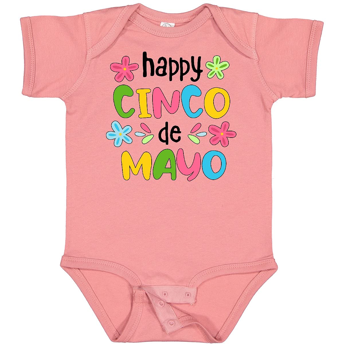 Inktastic Happy Cinco De Mayo Colorful Flowers Baby Bodysuit - Cute Mexican Holiday Outfit for Infants & Toddlers - Perfect for Cinco de Mayo Celebrations, Family Photos & Festive Occasions